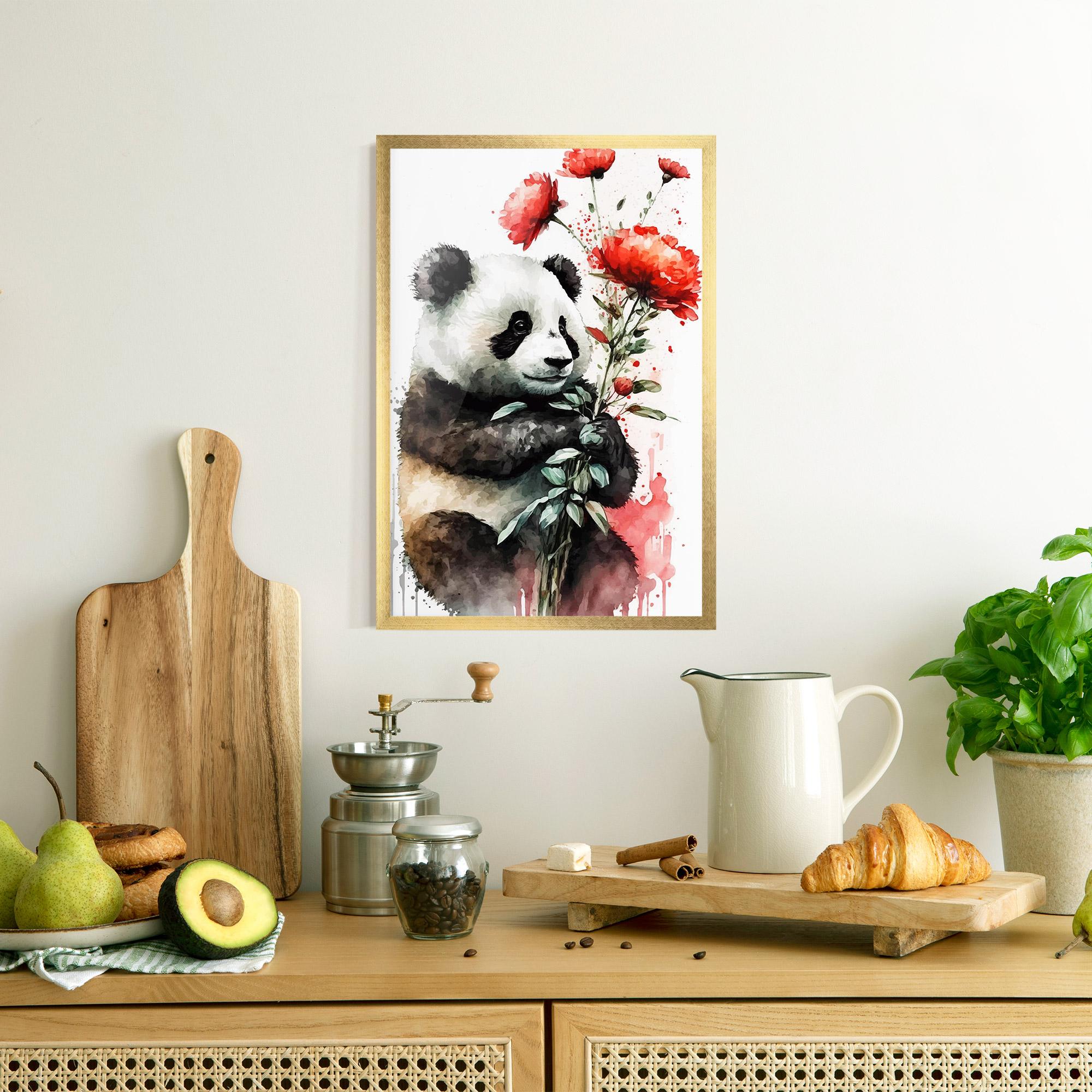 Gerahmte Poster Red Flower Panda mockup 8