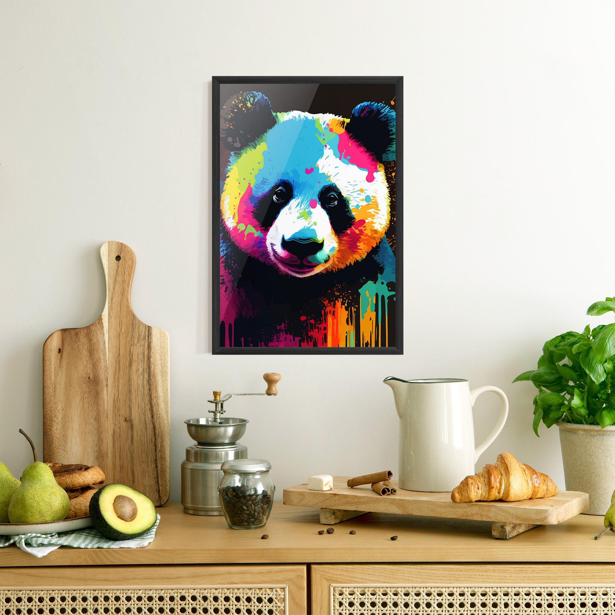 Gerahmte Poster Panda Color Art mockup 8