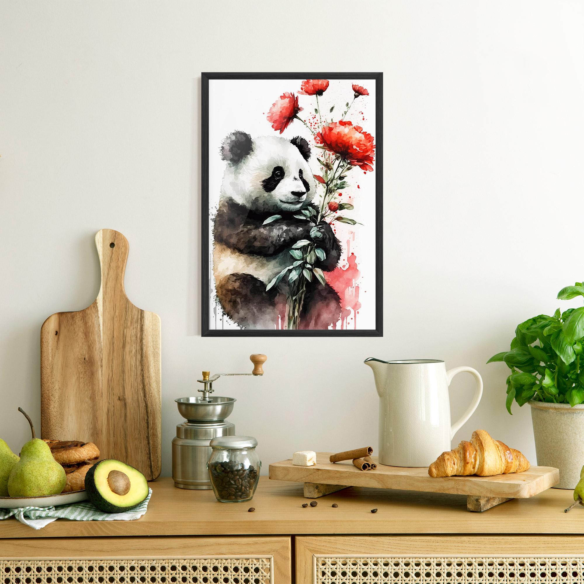 Gerahmte Poster Red Flower Panda mockup 8