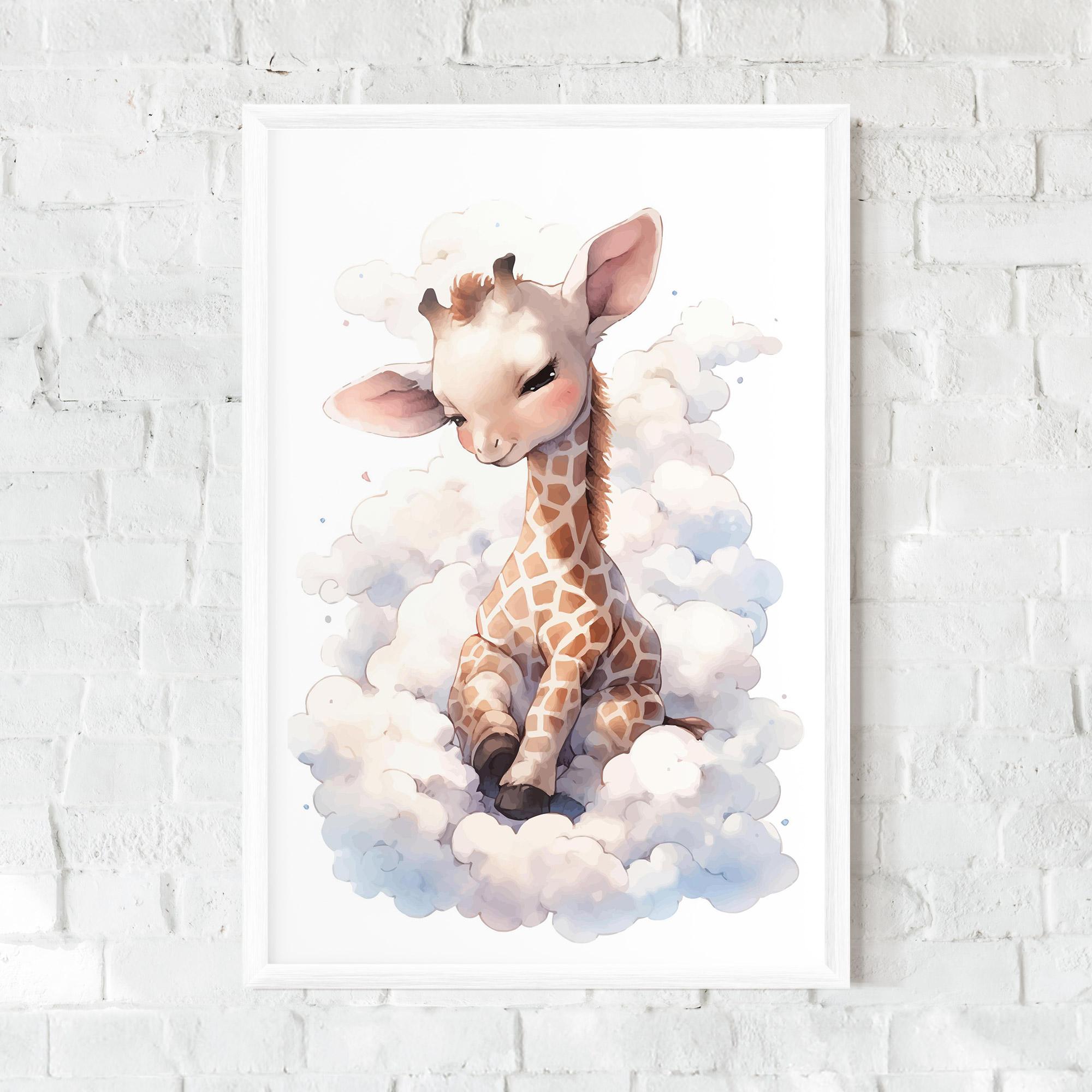 Gerahmte Poster Cute Baby Giraffe mockup 0