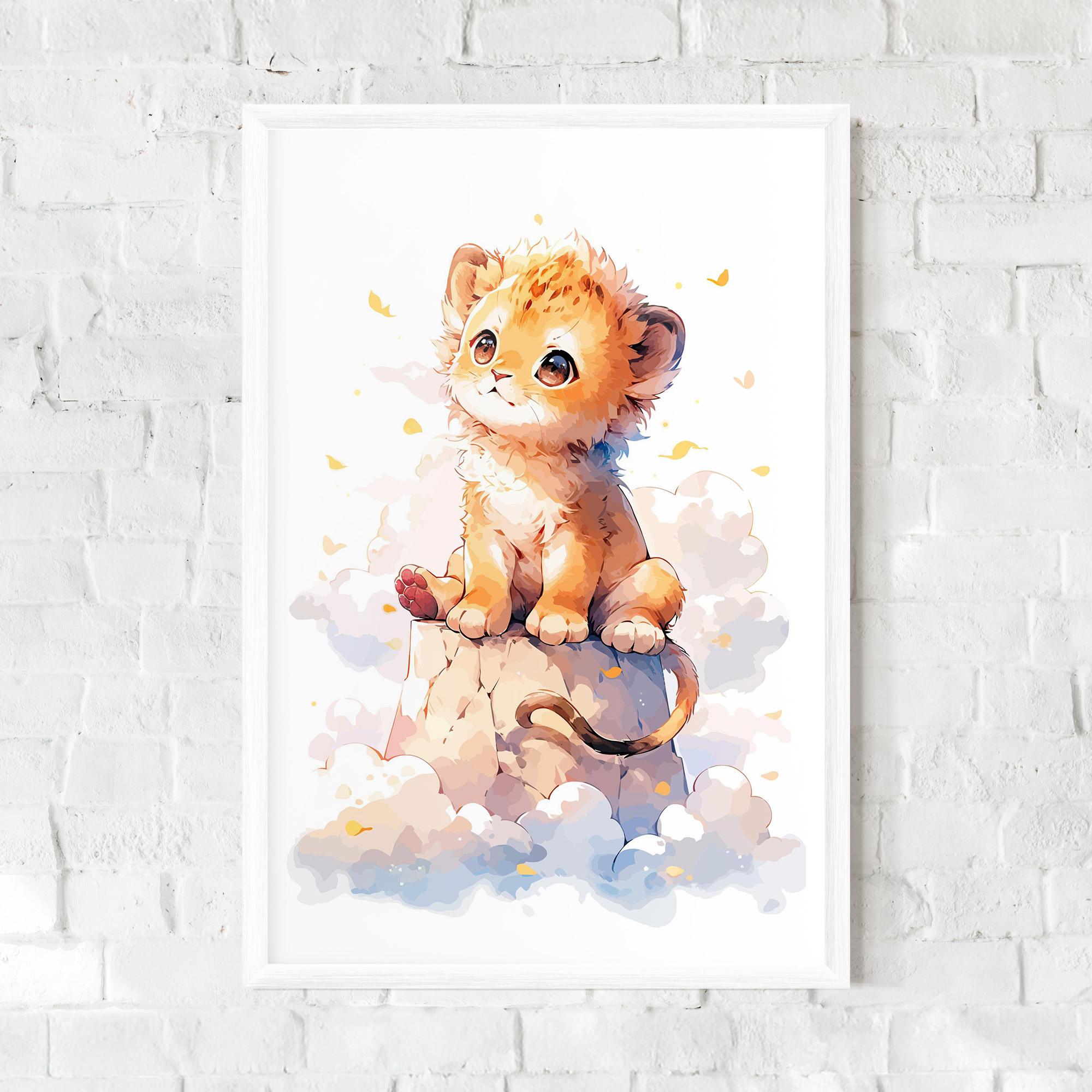 Gerahmte Poster Cute Cloud Lion mockup 0