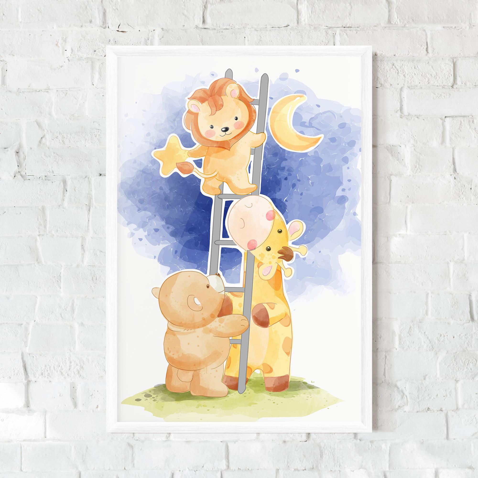 Gerahmte Poster Lion Moon mockup 0