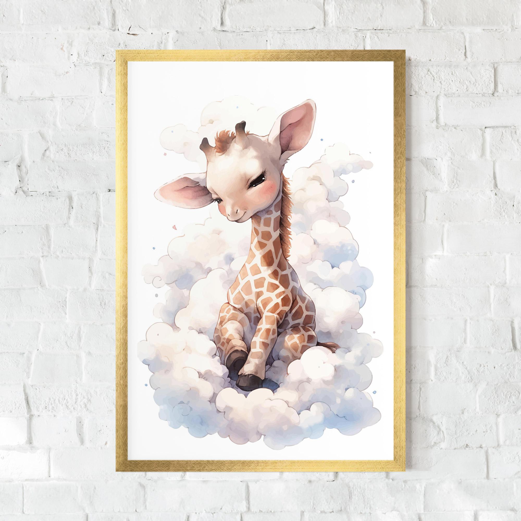 Gerahmte Poster Cute Baby Giraffe mockup 0