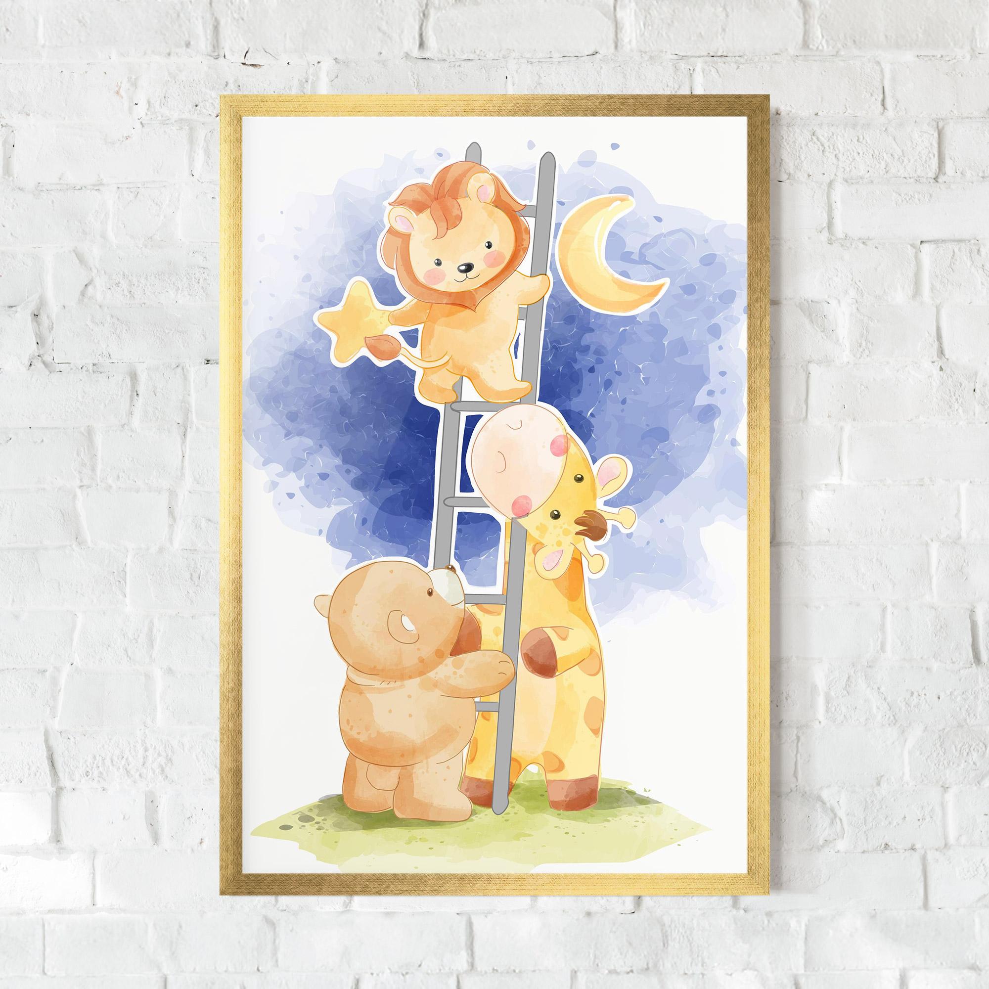 Gerahmte Poster Lion Moon mockup 0