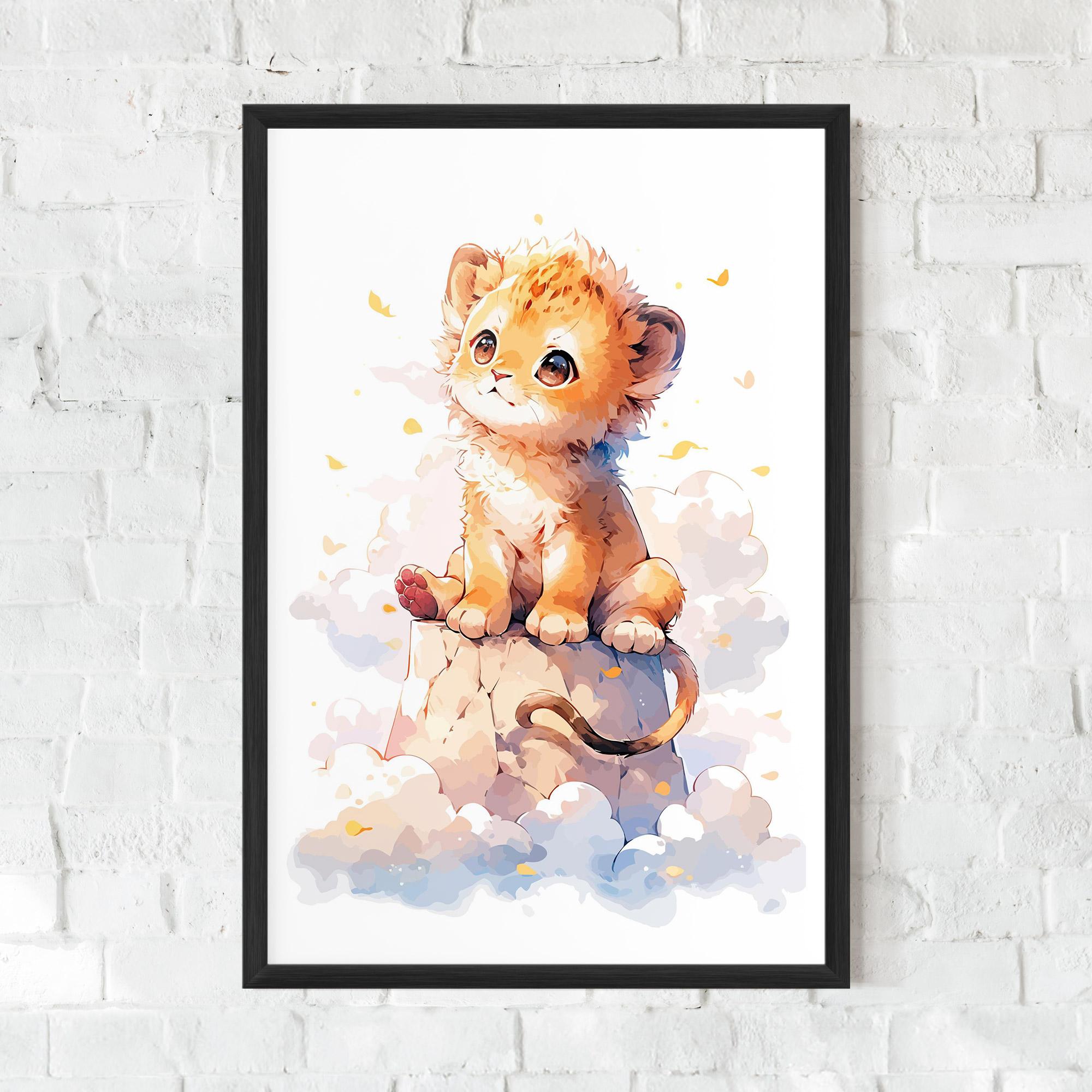 Gerahmte Poster Cute Cloud Lion mockup 0