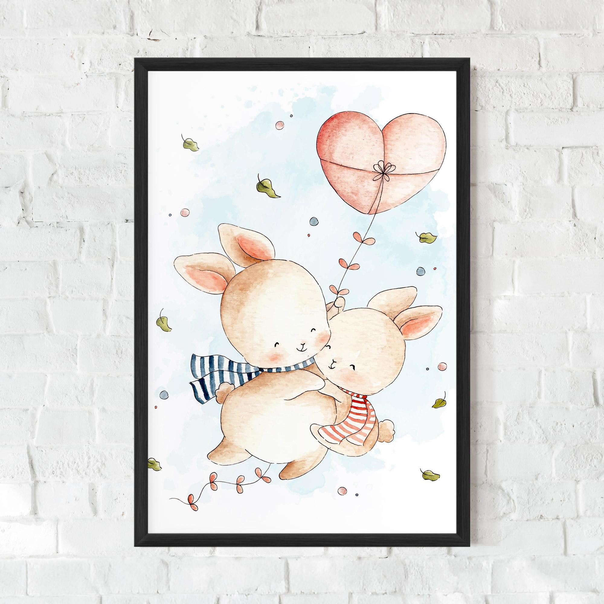 Gerahmte Poster Cute Couple Rabbit mockup 0