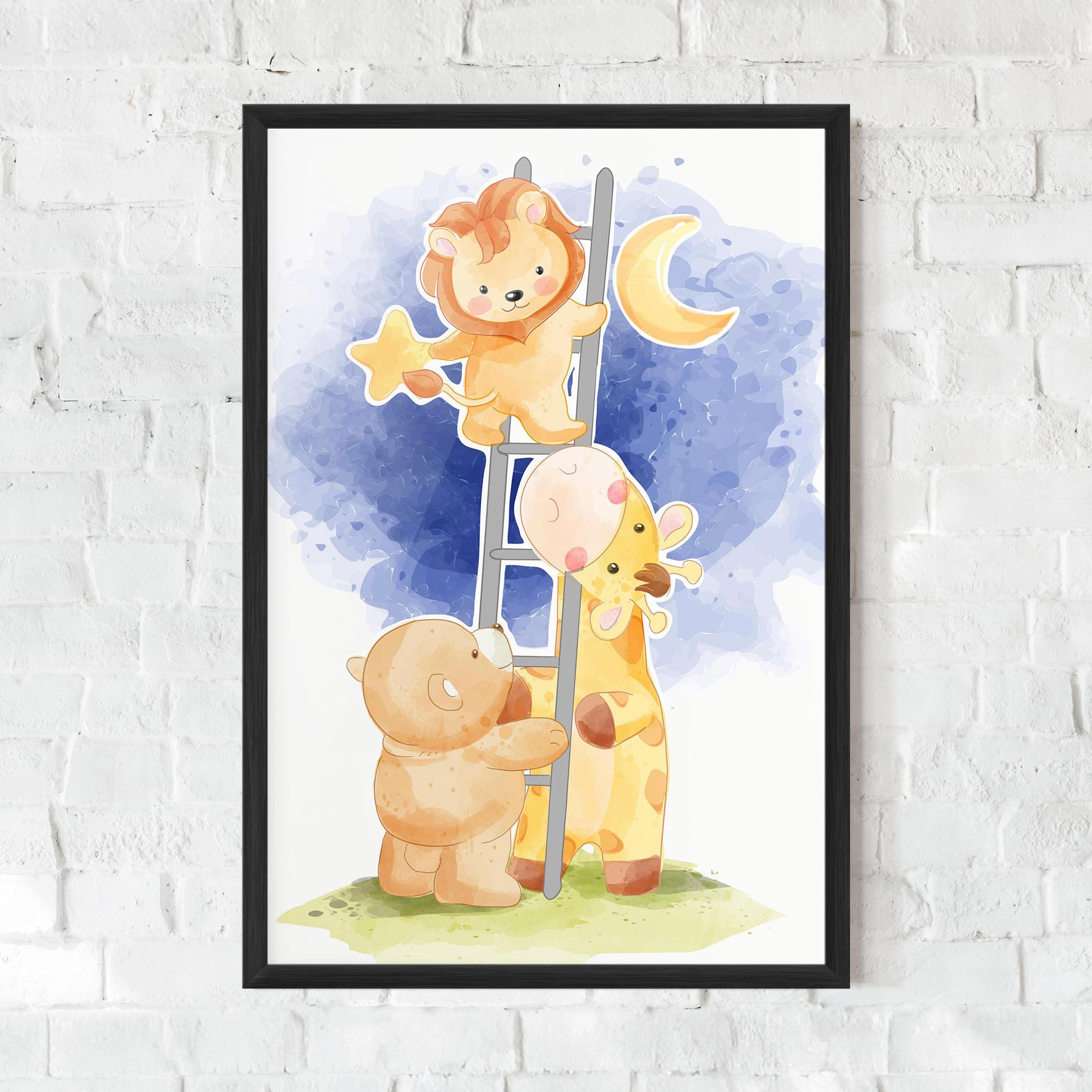 Gerahmte Poster Lion Moon mockup 0