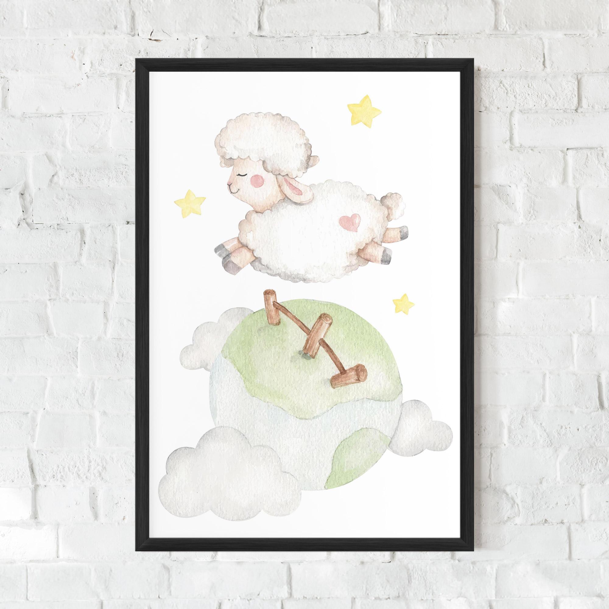 Gerahmte Poster Sheep Jump mockup 0