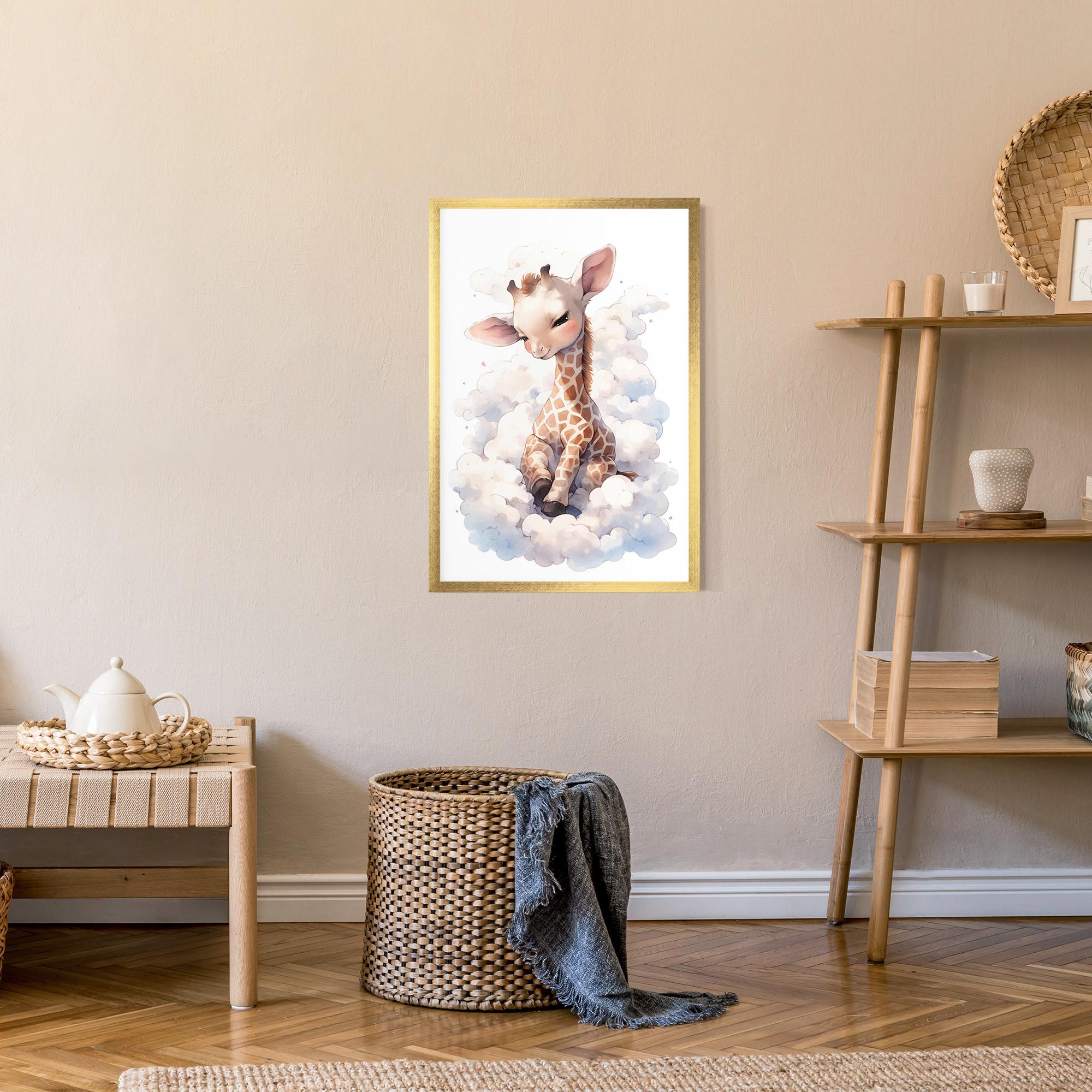 Gerahmte Poster Cute Baby Giraffe mockup 9
