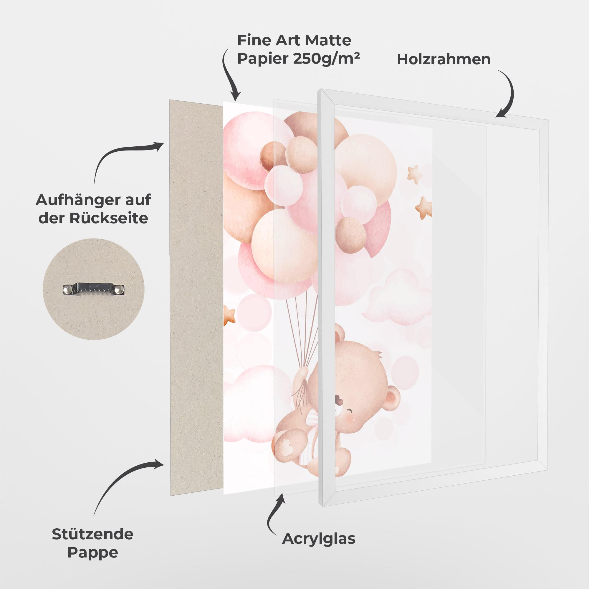 Gerahmte Poster Balloons Bear mockup 1