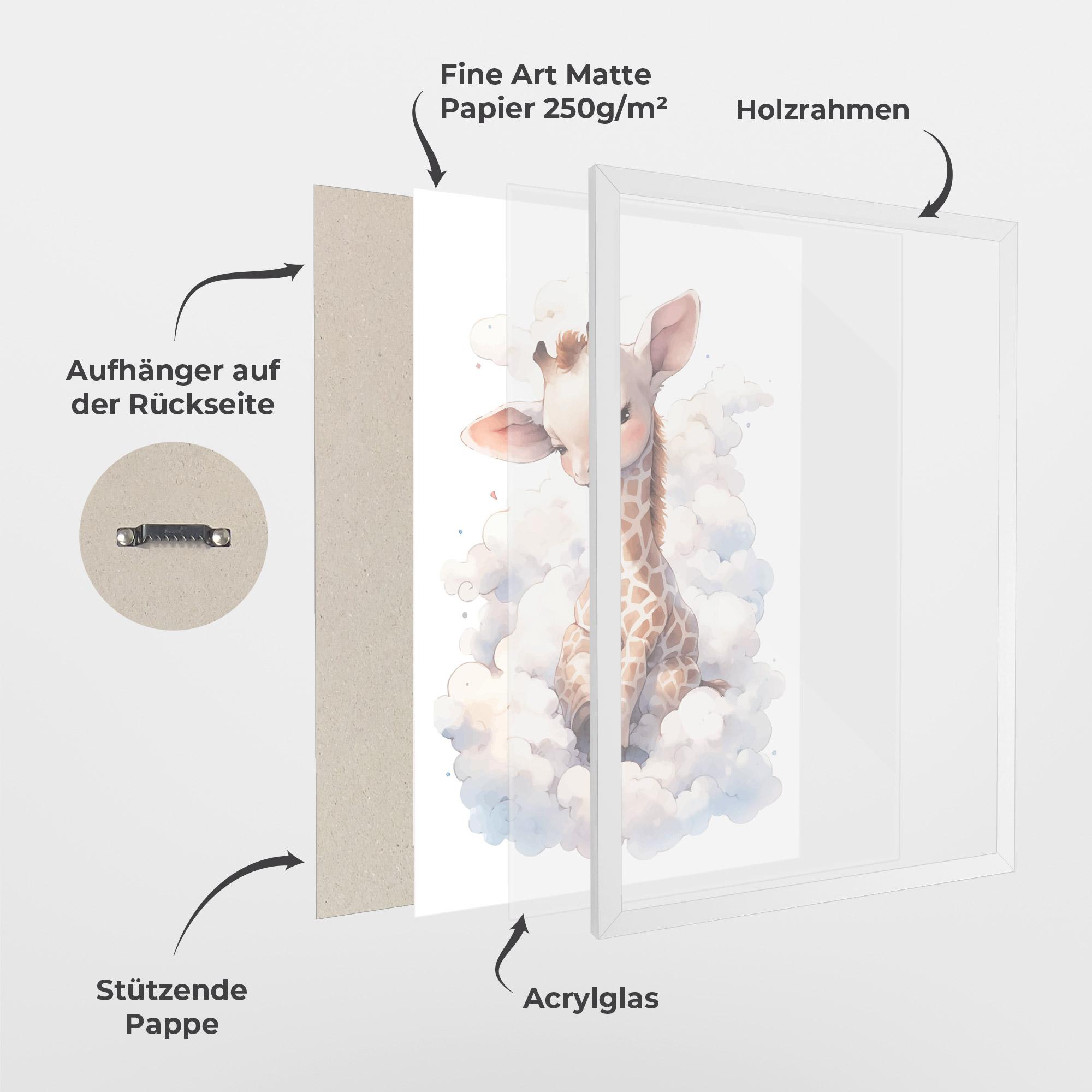 Gerahmte Poster Cute Baby Giraffe mockup 1