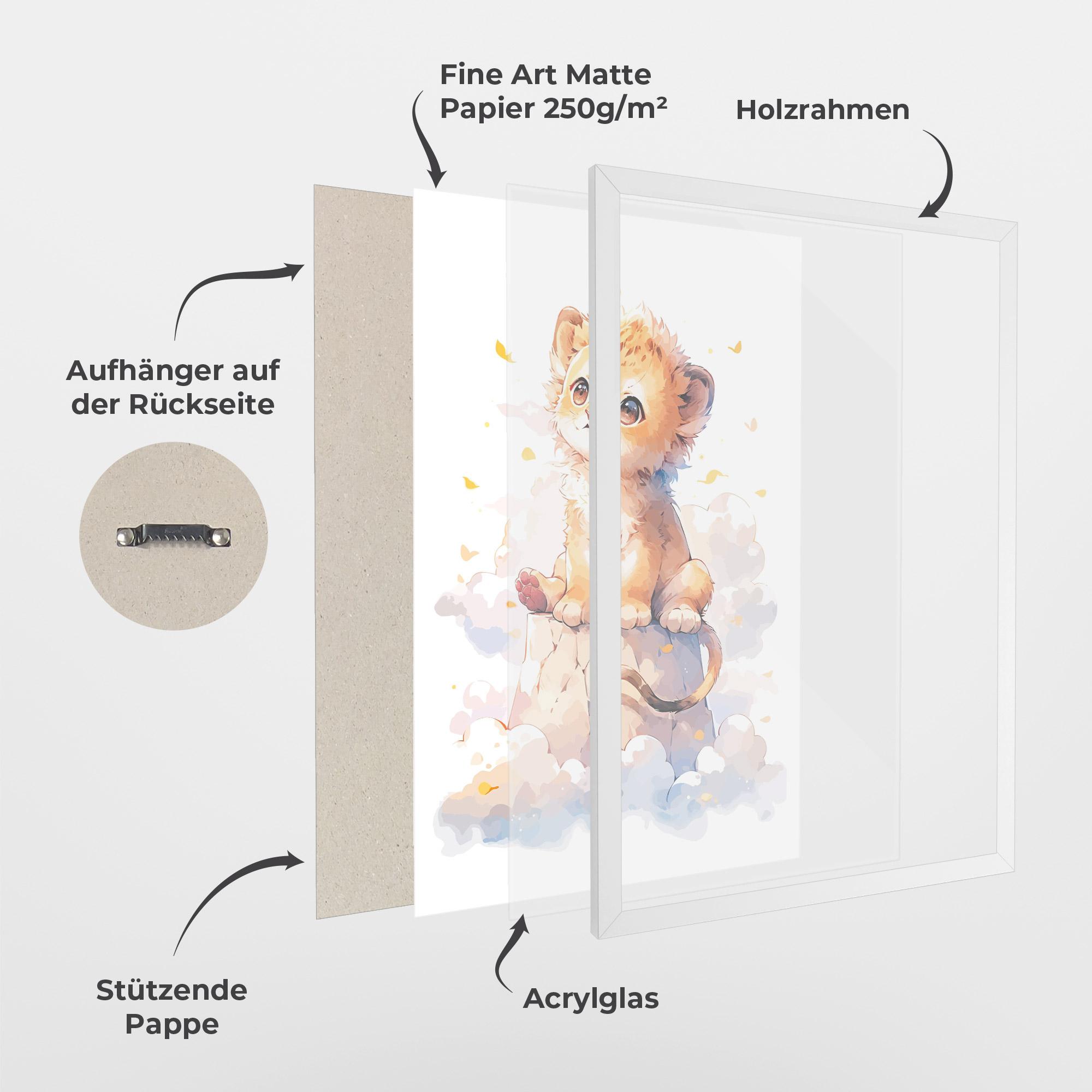 Gerahmte Poster Cute Cloud Lion mockup 1