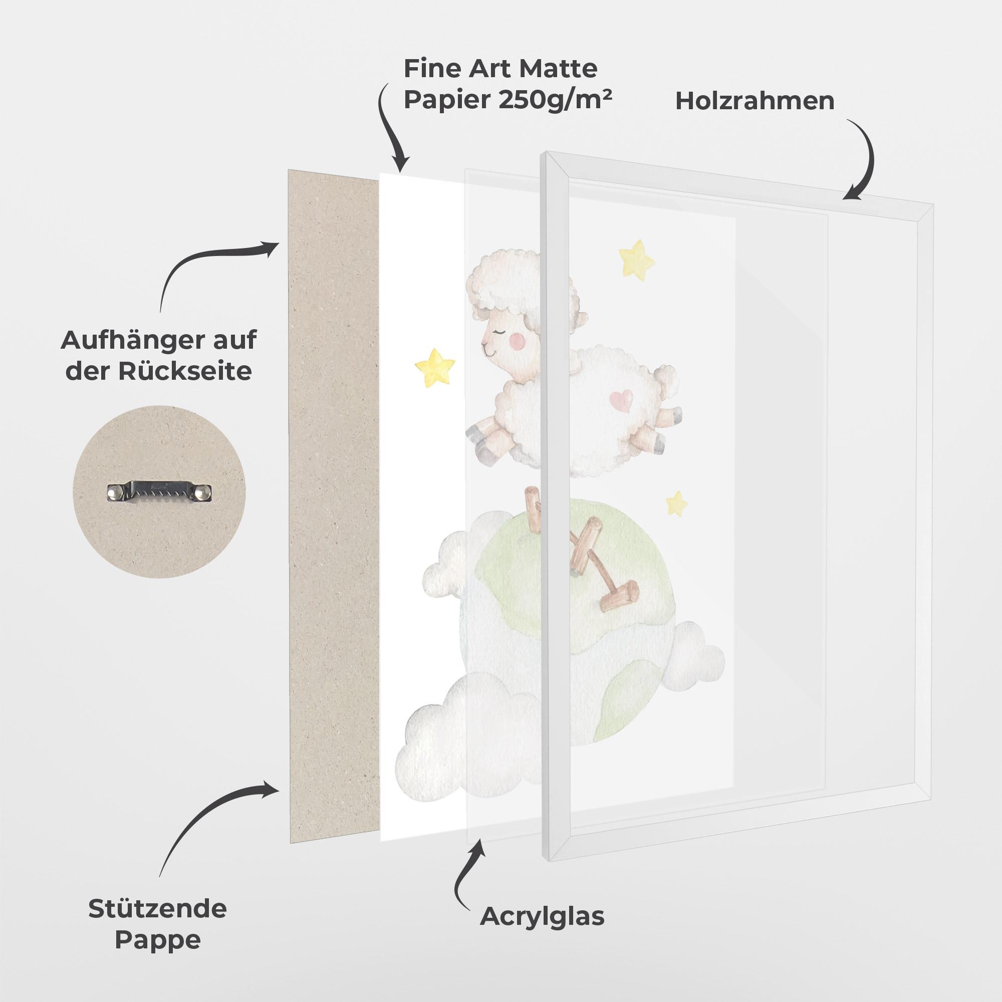 Gerahmte Poster Sheep Jump mockup 1