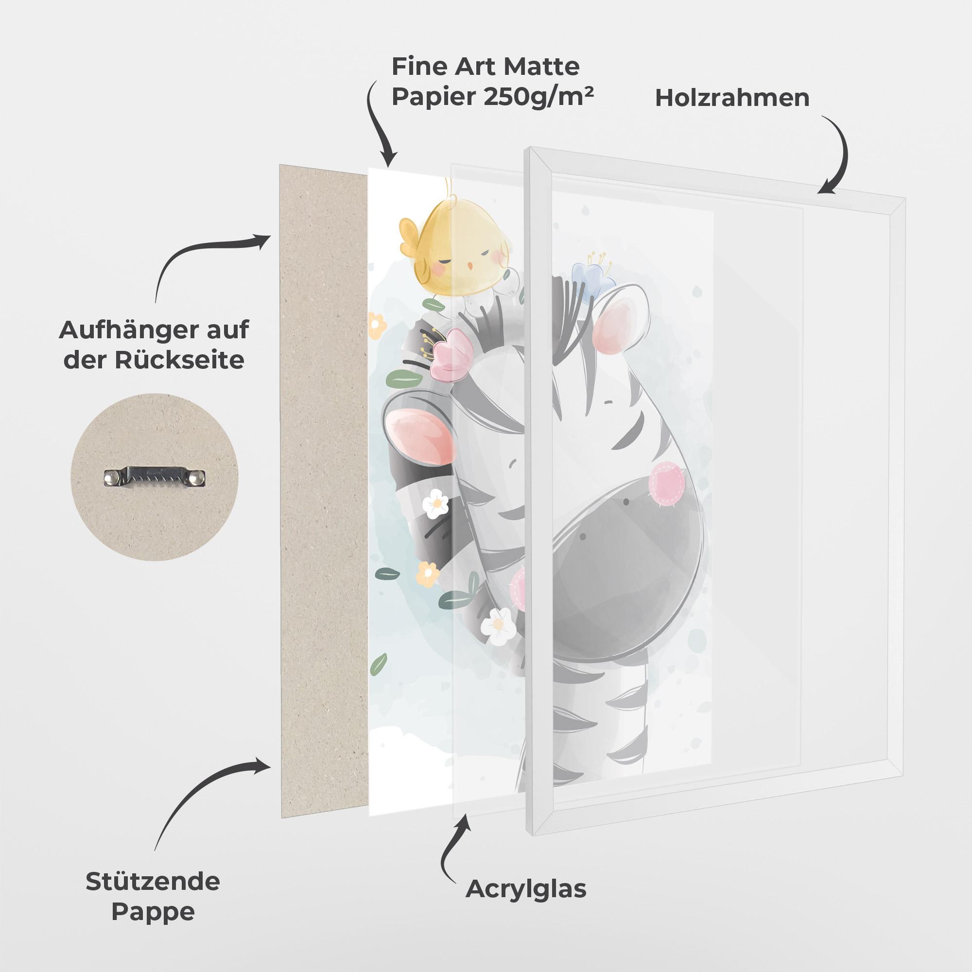 Gerahmte Poster Zebra Bird mockup 1