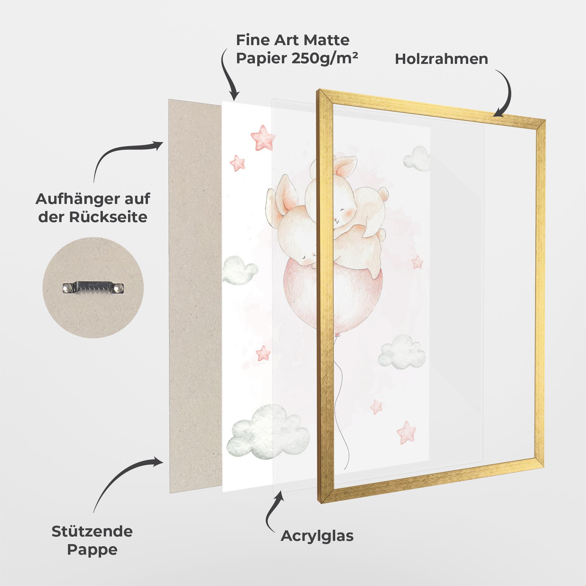 Gerahmte Poster Balloon Bunny mockup 1