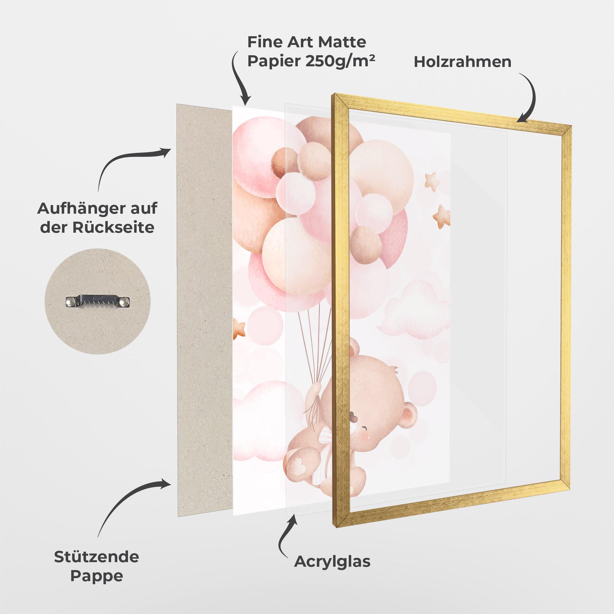 Gerahmte Poster Balloons Bear mockup 1