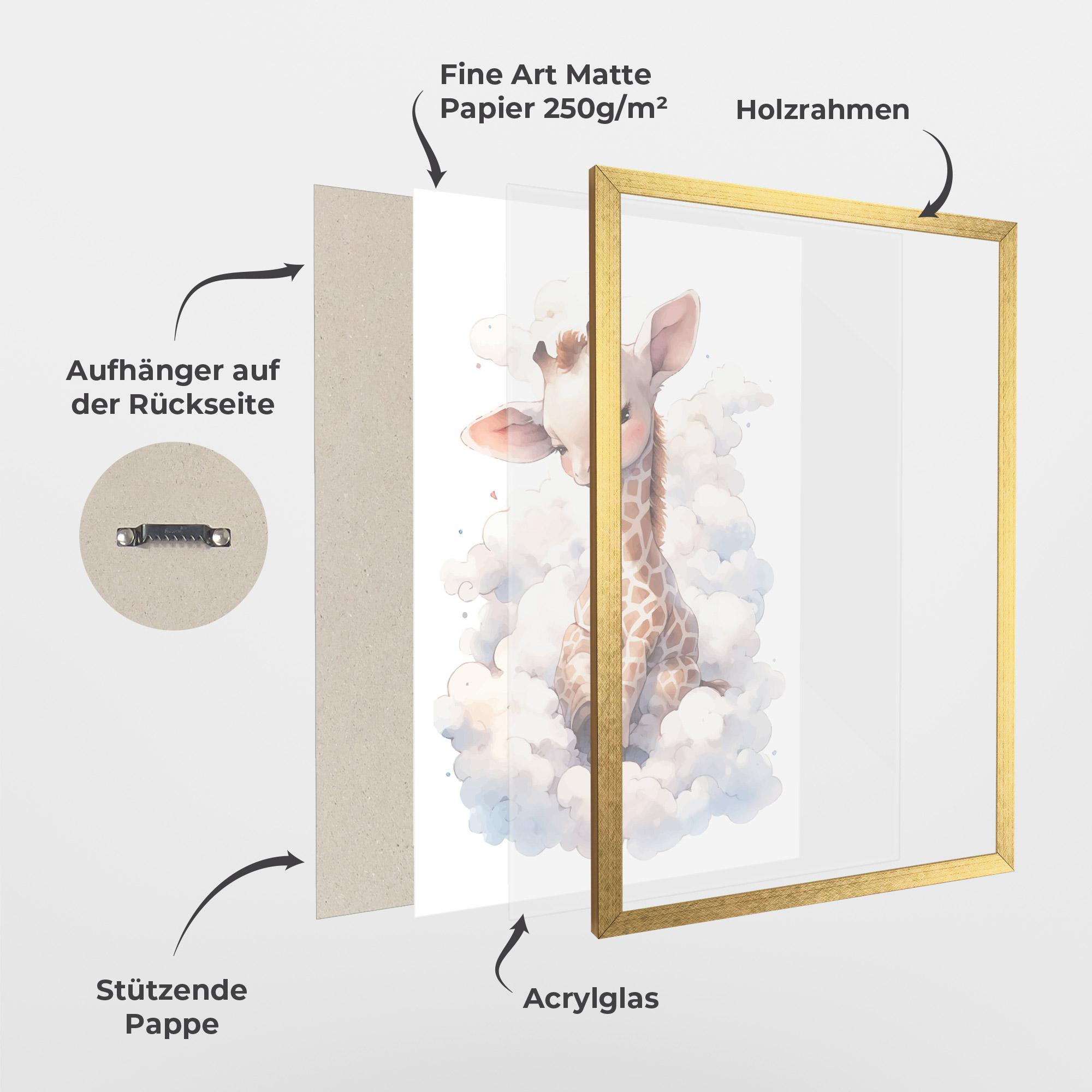 Gerahmte Poster Cute Baby Giraffe mockup 1