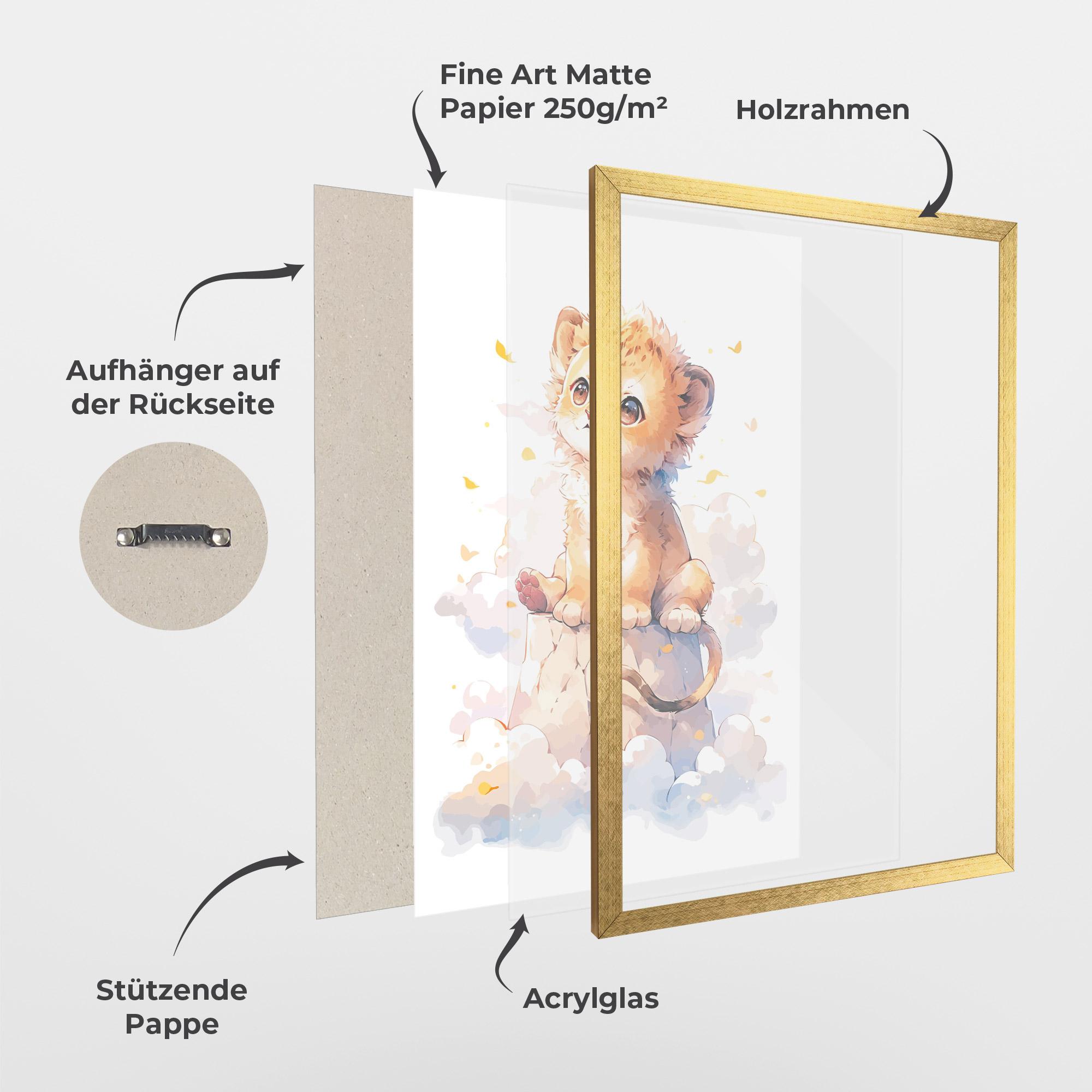 Gerahmte Poster Cute Cloud Lion mockup 1
