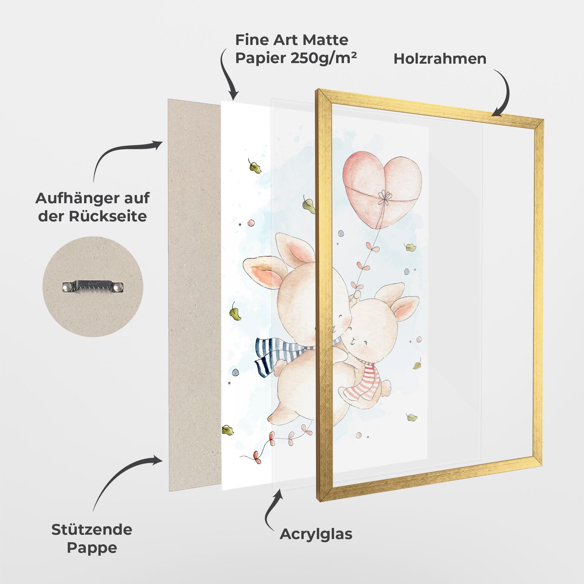 Gerahmte Poster Cute Couple Rabbit mockup 1