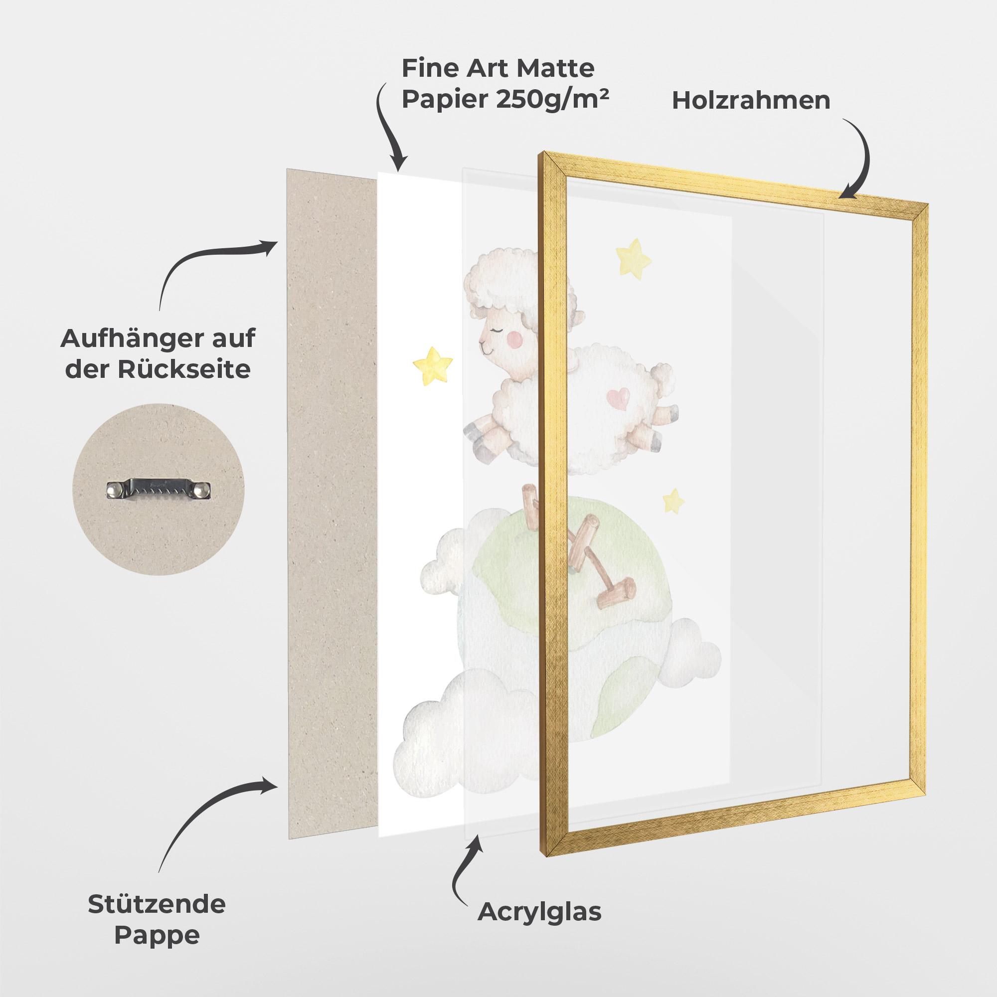 Gerahmte Poster Sheep Jump mockup 1