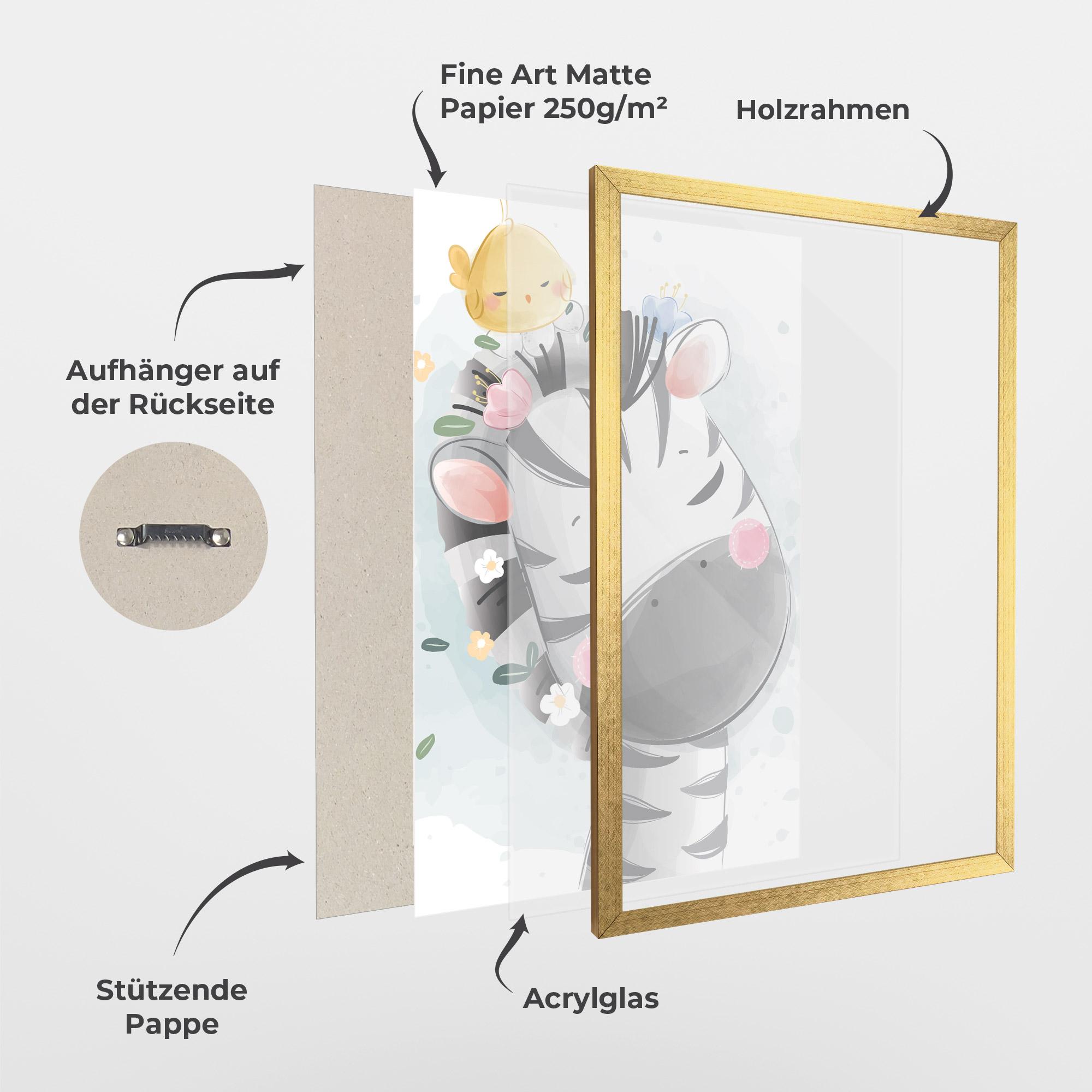 Gerahmte Poster Zebra Bird mockup 1