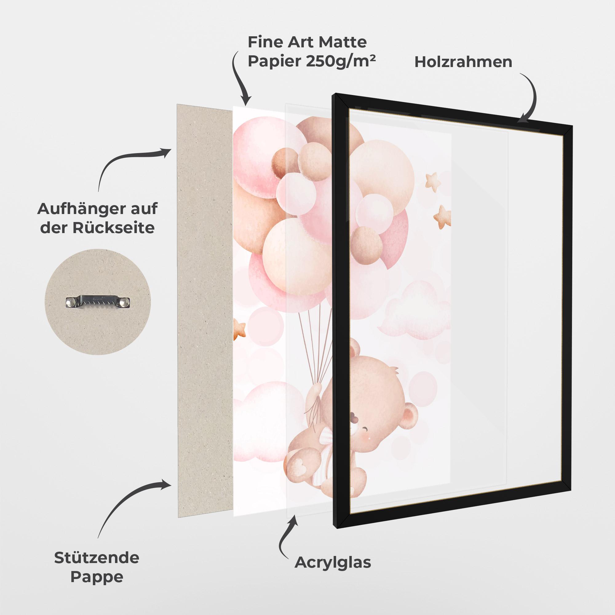 Gerahmte Poster Balloons Bear mockup 1