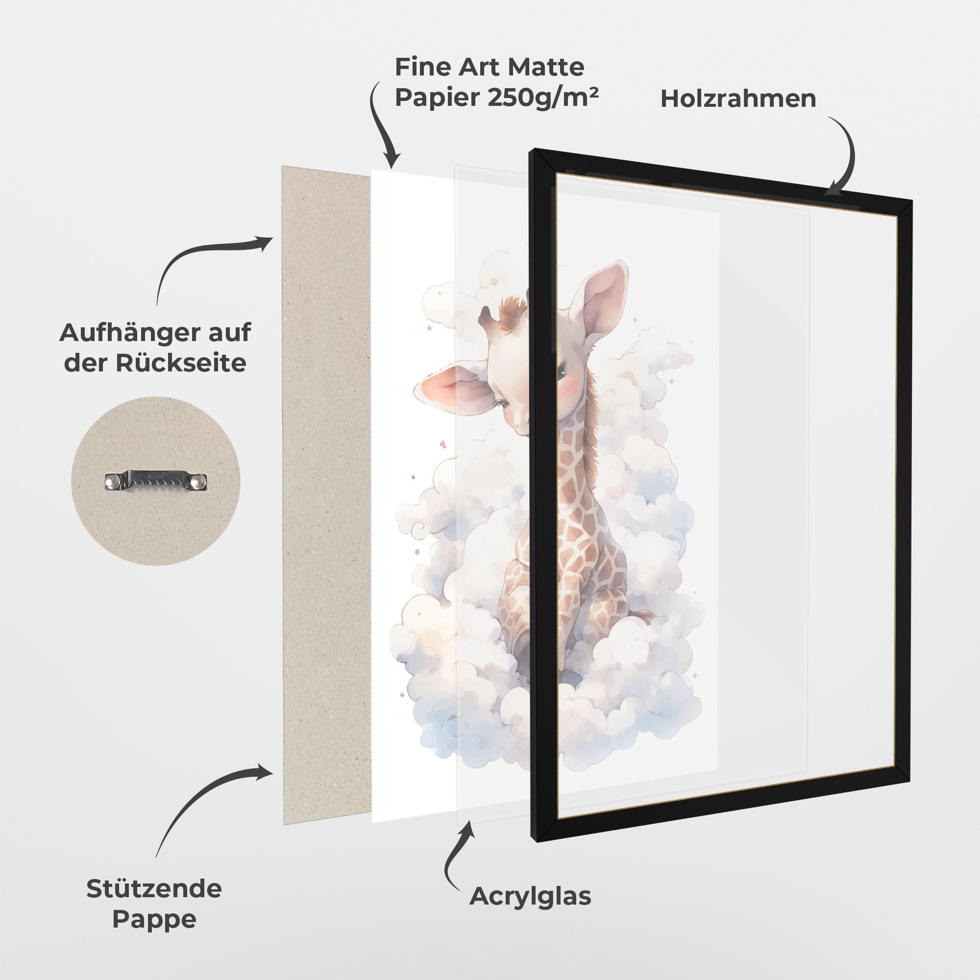 Gerahmte Poster Cute Baby Giraffe mockup 1