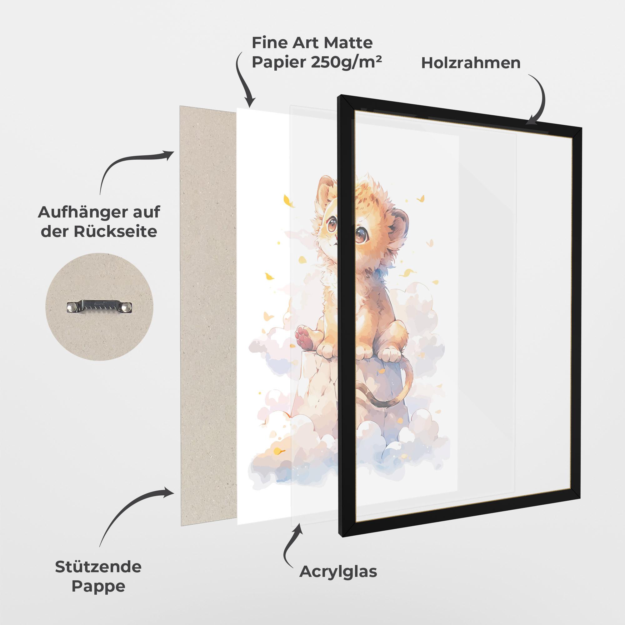 Gerahmte Poster Cute Cloud Lion mockup 1