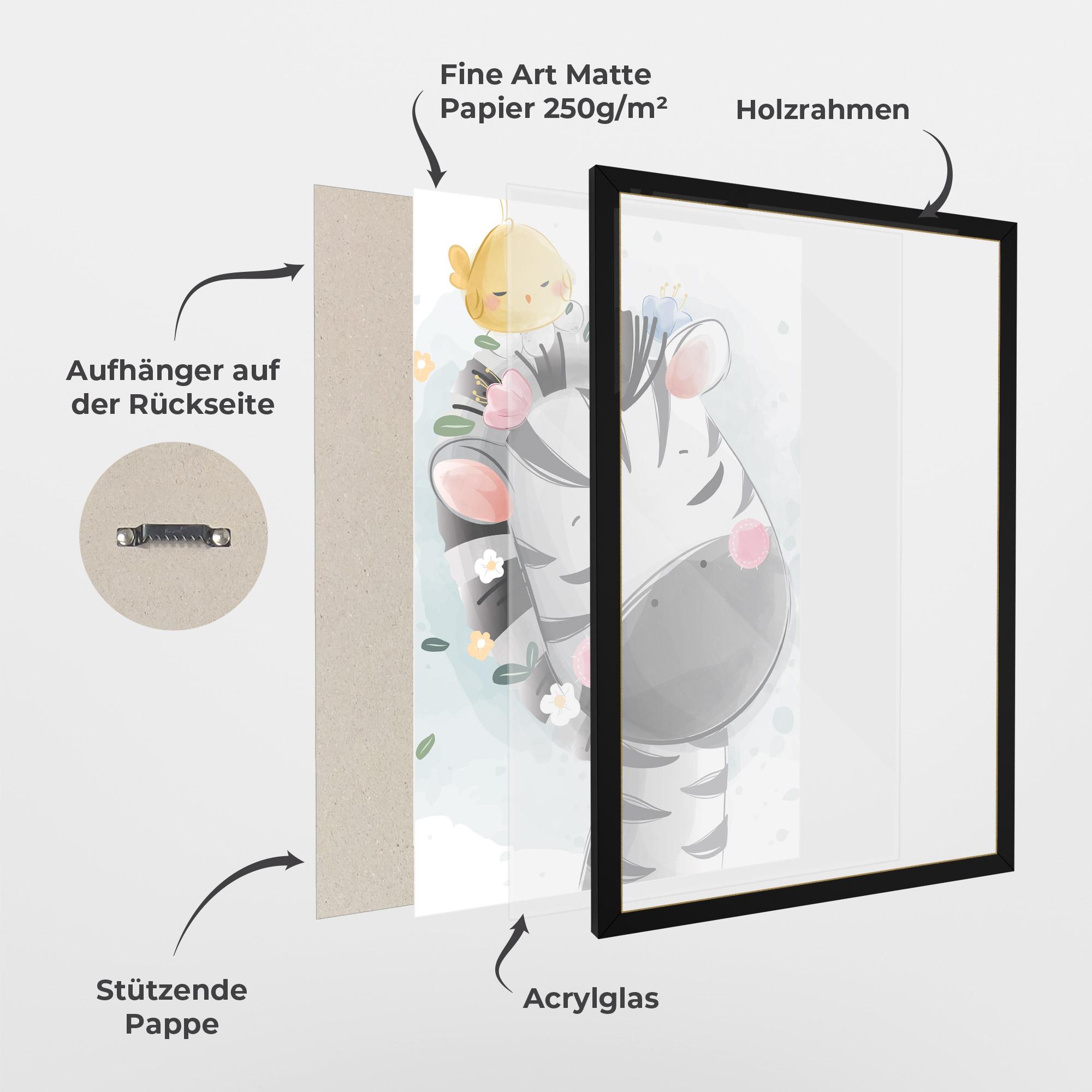 Gerahmte Poster Zebra Bird mockup 1