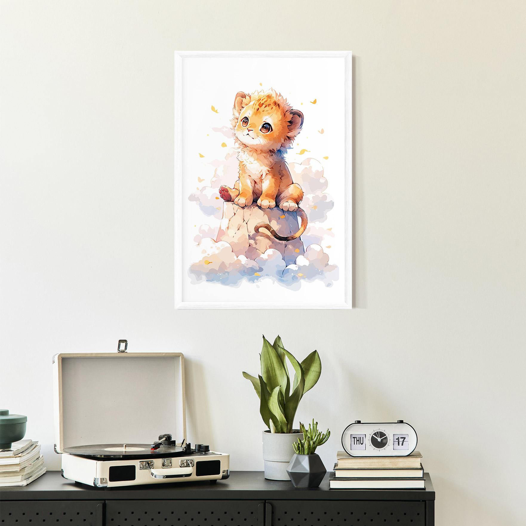 Gerahmte Poster Cute Cloud Lion mockup 2