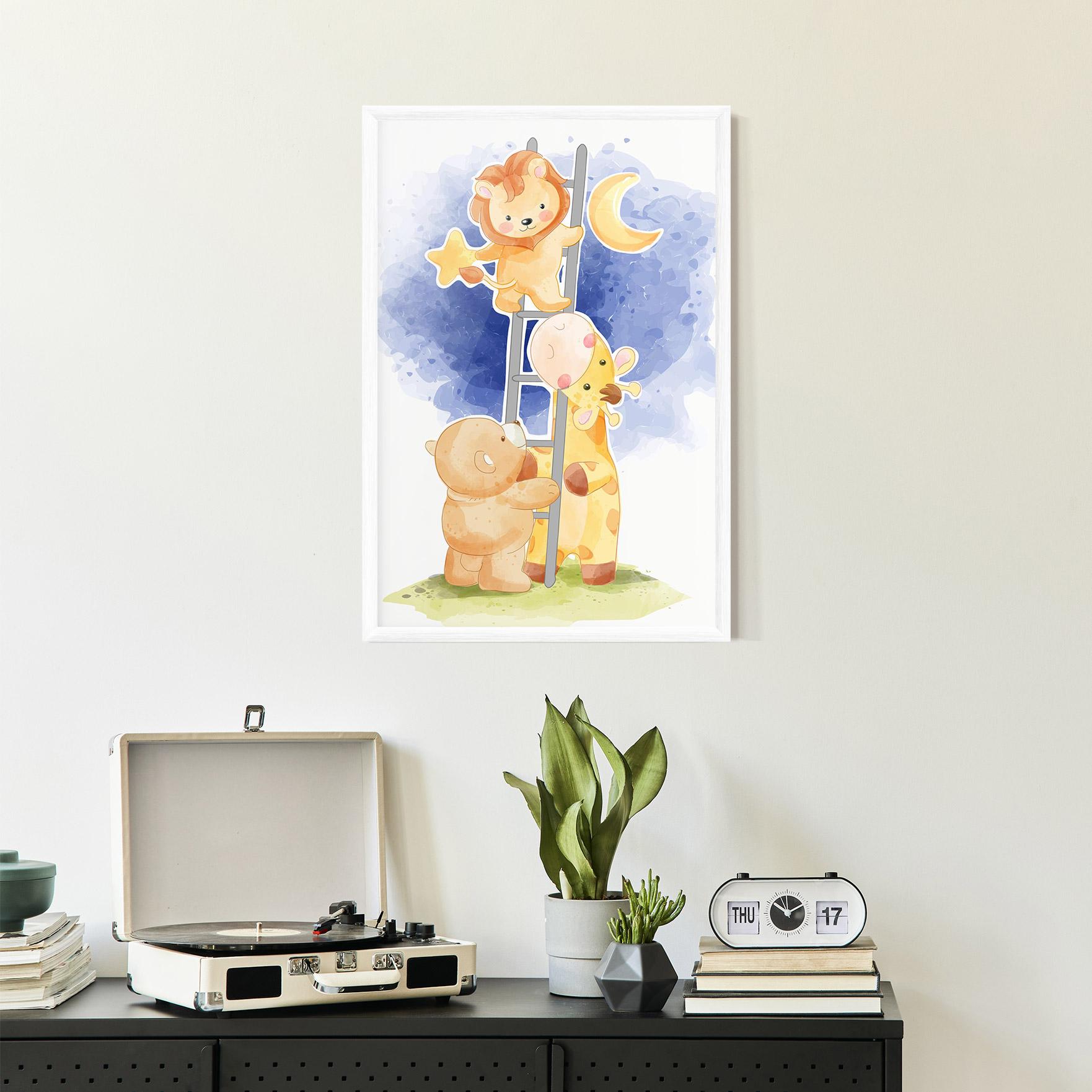 Gerahmte Poster Lion Moon mockup 2