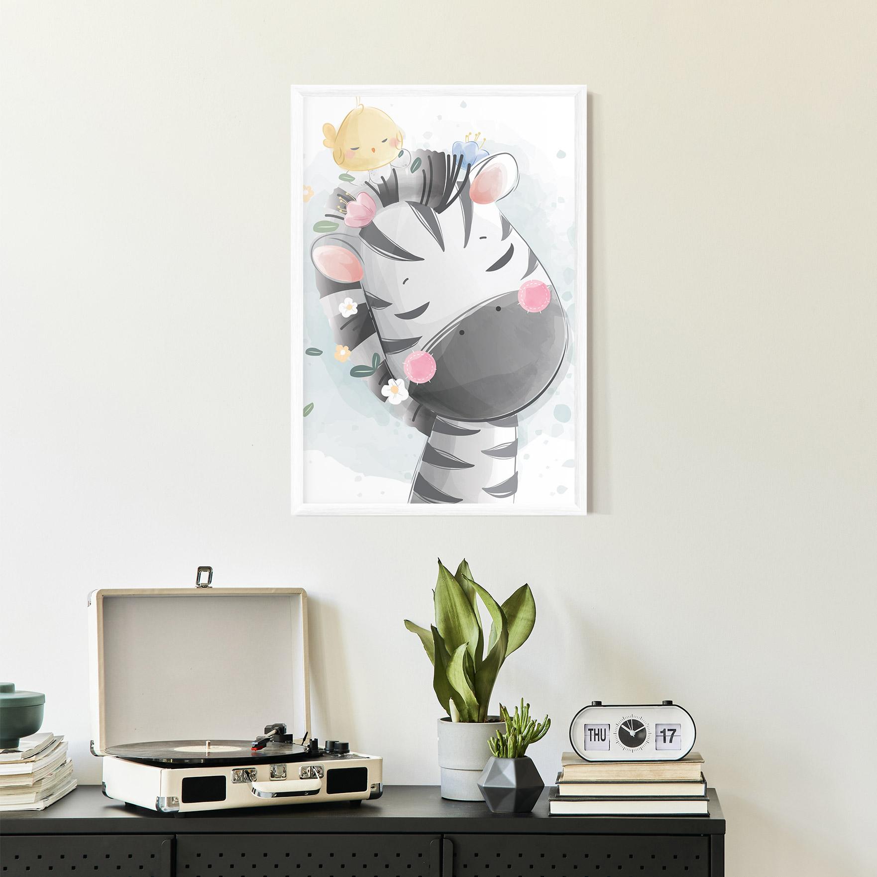 Gerahmte Poster Zebra Bird mockup 2
