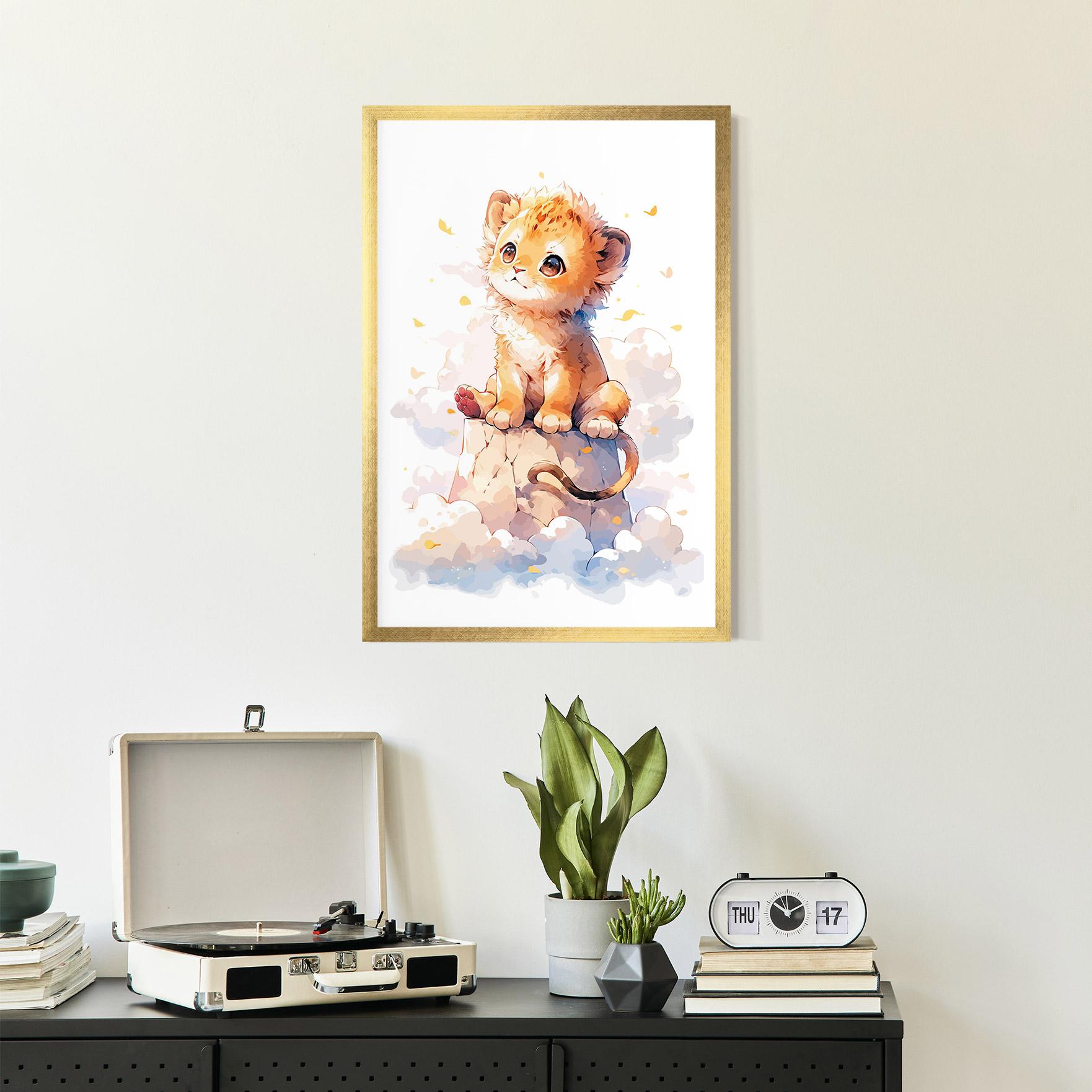 Gerahmte Poster Cute Cloud Lion mockup 2
