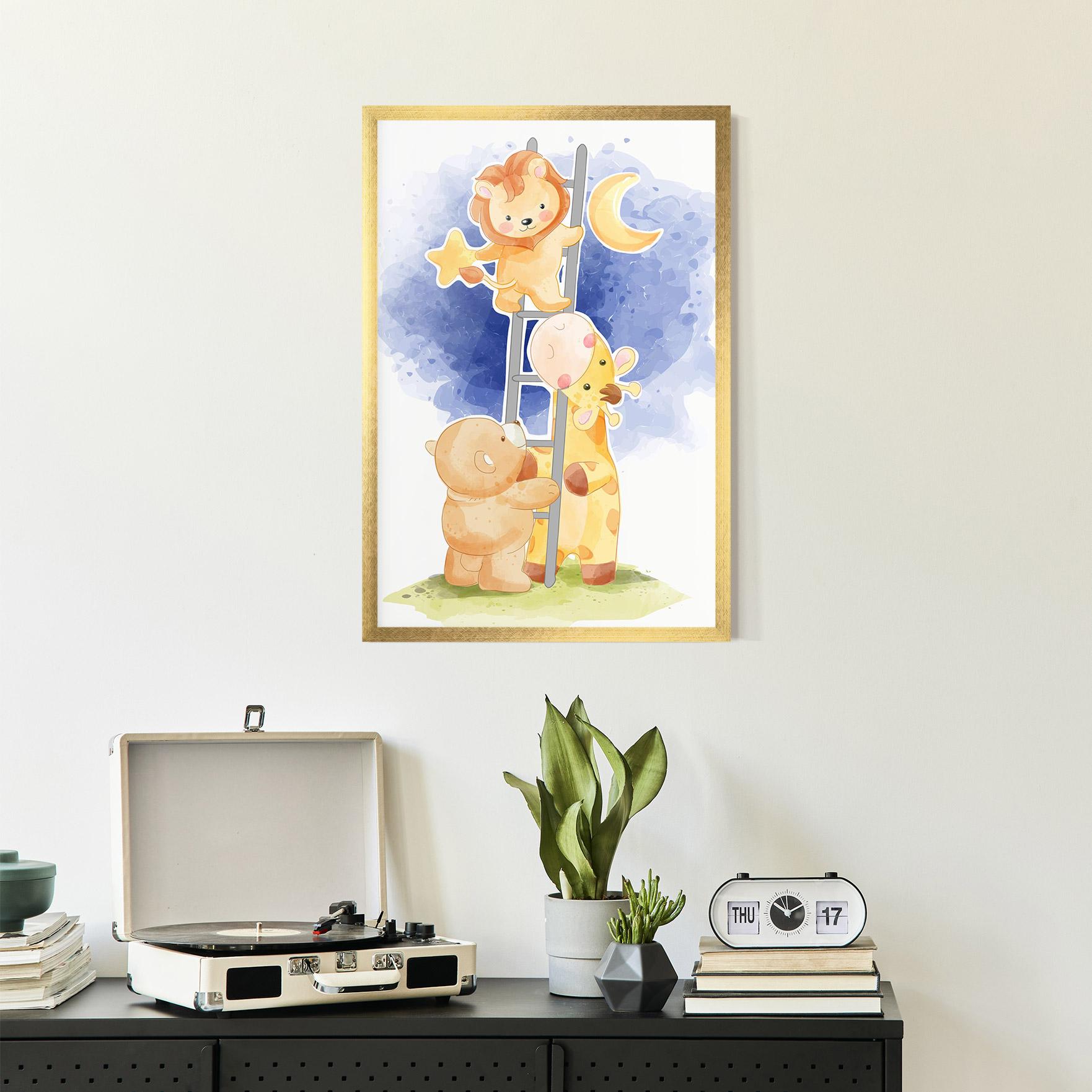 Gerahmte Poster Lion Moon mockup 2