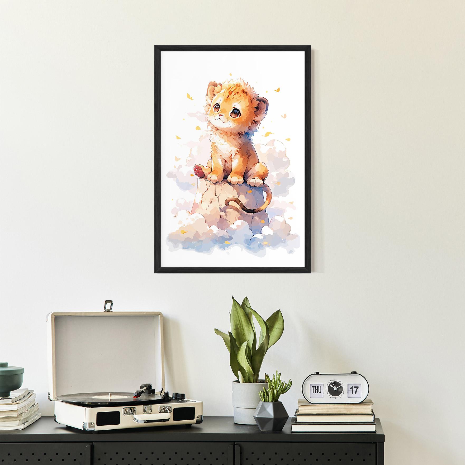 Gerahmte Poster Cute Cloud Lion mockup 2