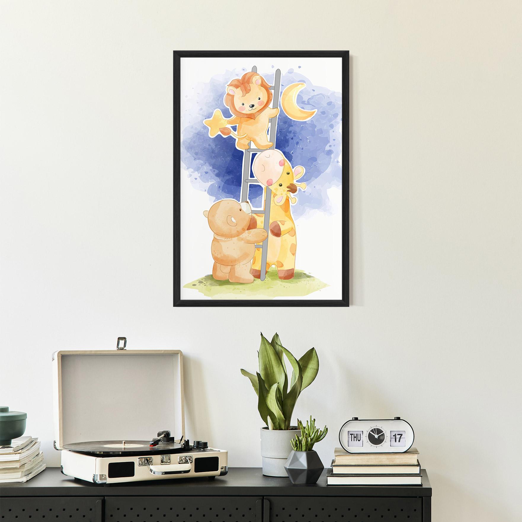 Gerahmte Poster Lion Moon mockup 2