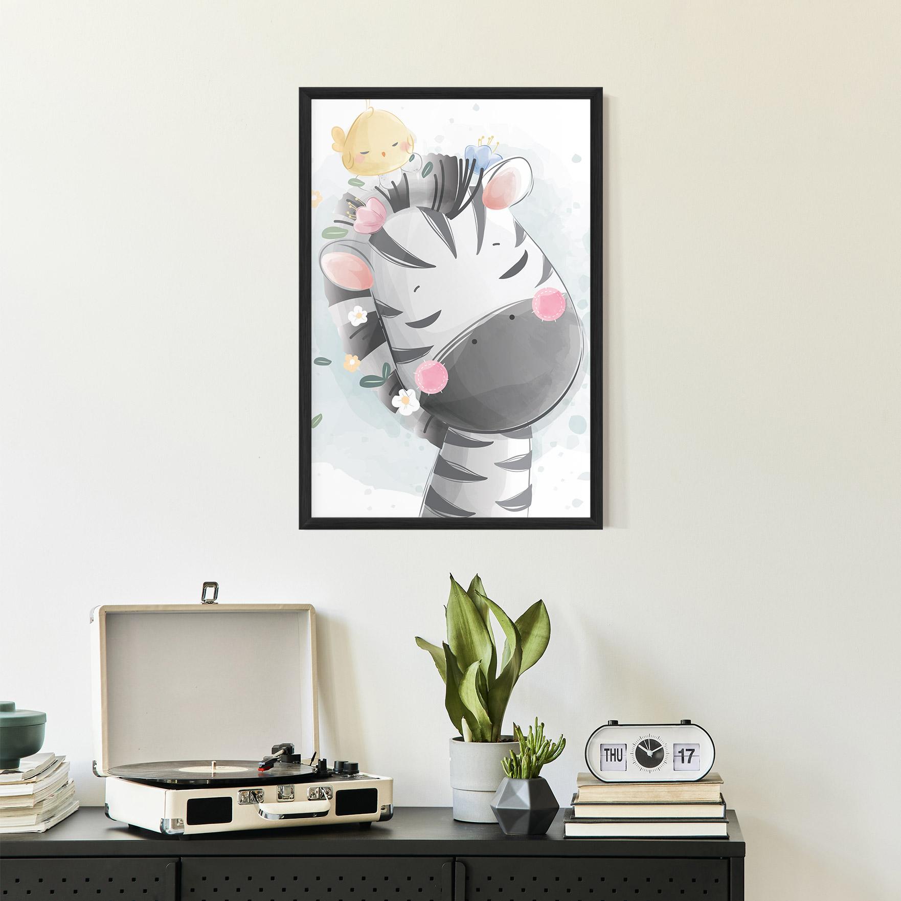 Gerahmte Poster Zebra Bird mockup 2