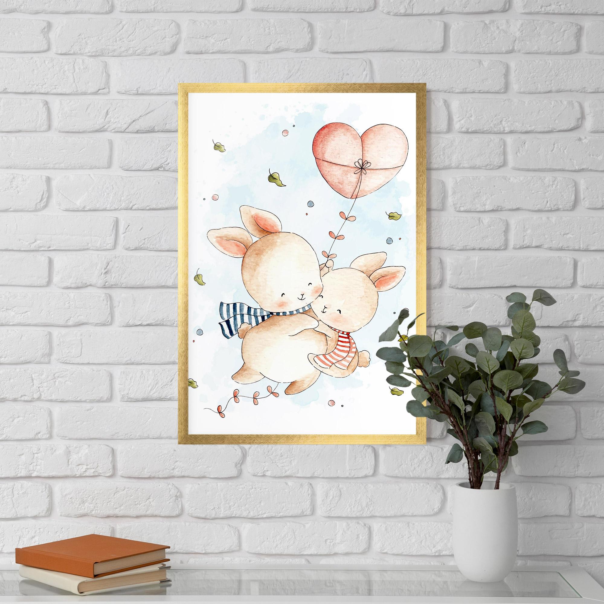 Gerahmte Poster Cute Couple Rabbit mockup 5