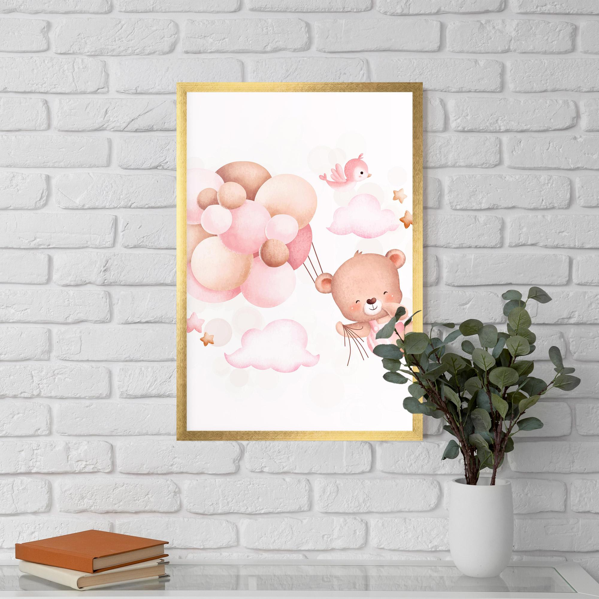 Gerahmte Poster Pink Bear Balloons mockup 5