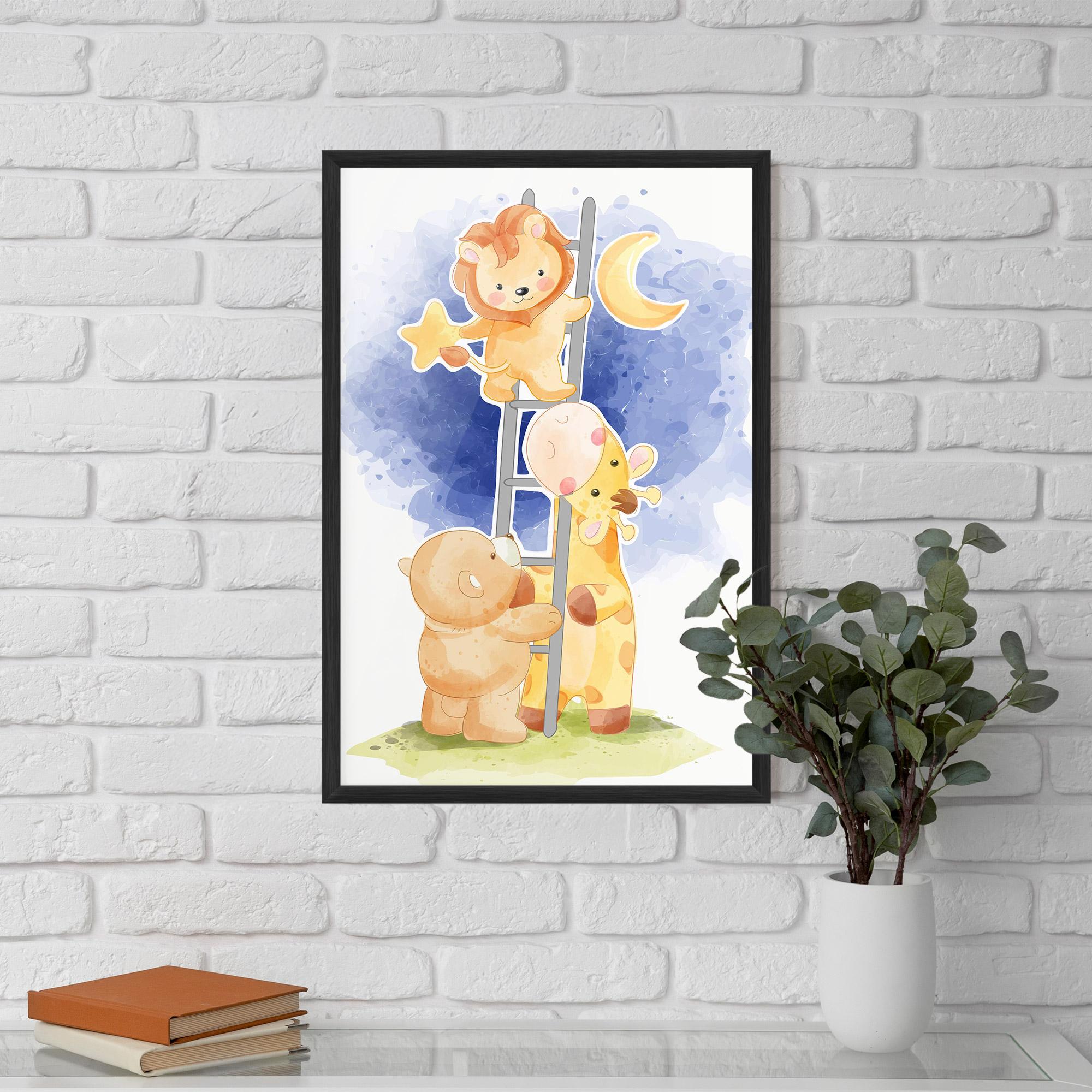 Gerahmte Poster Lion Moon mockup 5