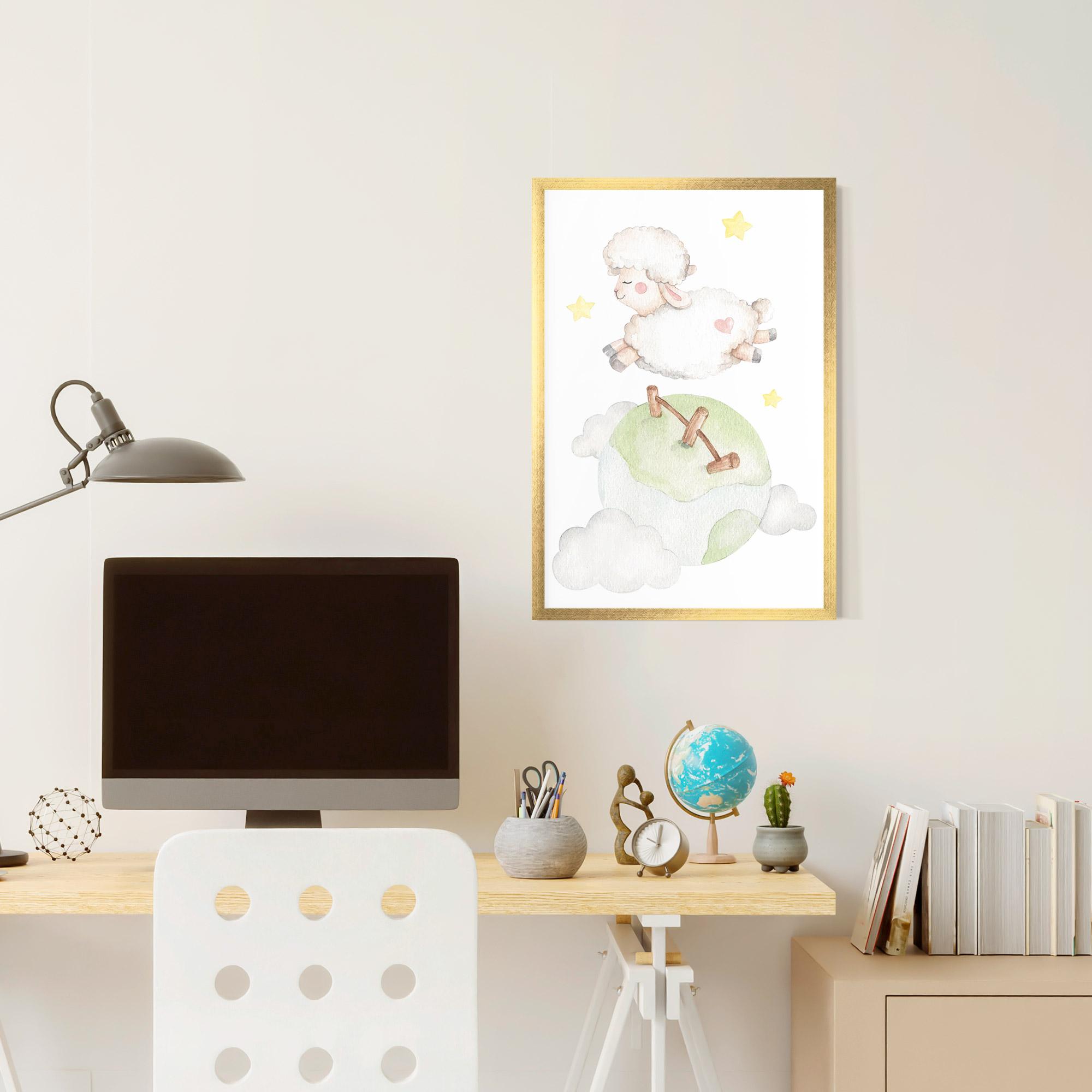 Gerahmte Poster Sheep Jump mockup 6