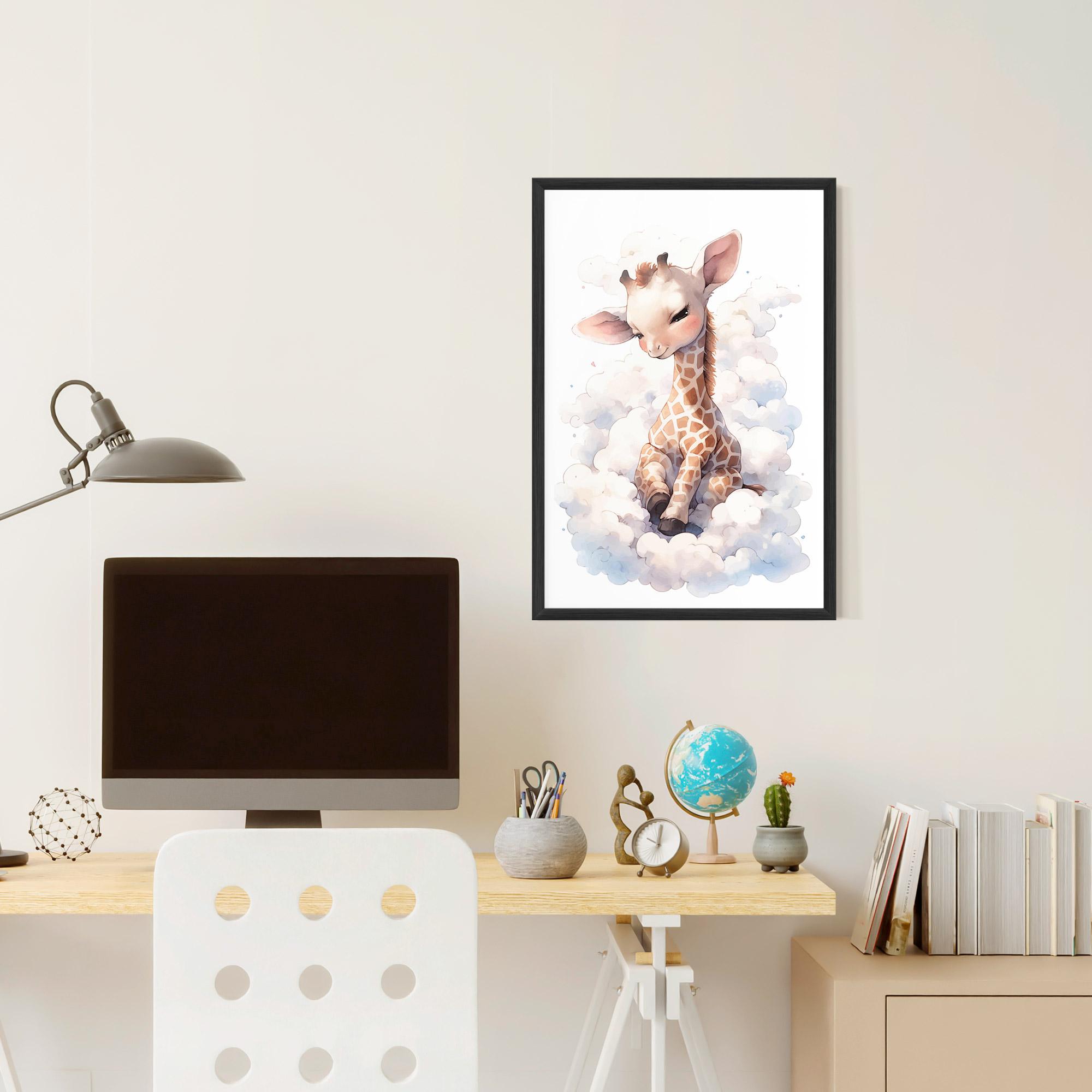 Gerahmte Poster Cute Baby Giraffe mockup 6