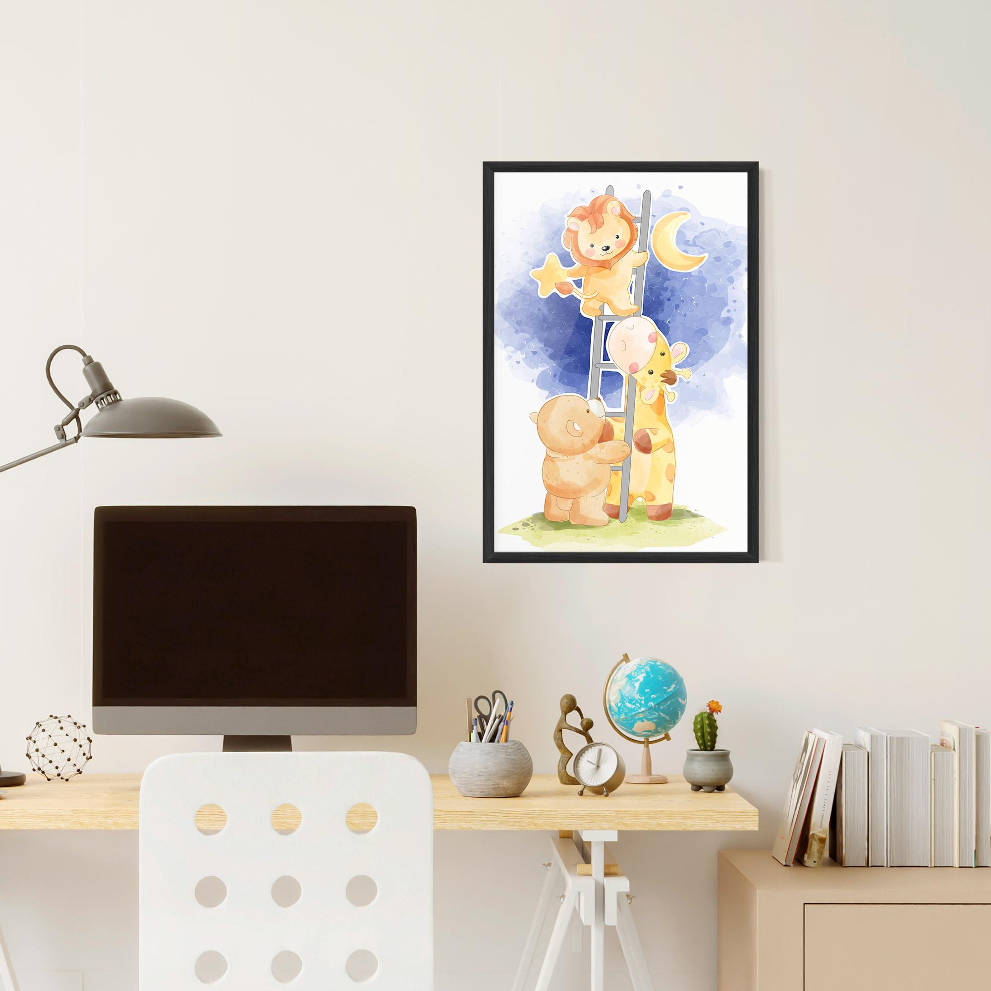 Gerahmte Poster Lion Moon mockup 6