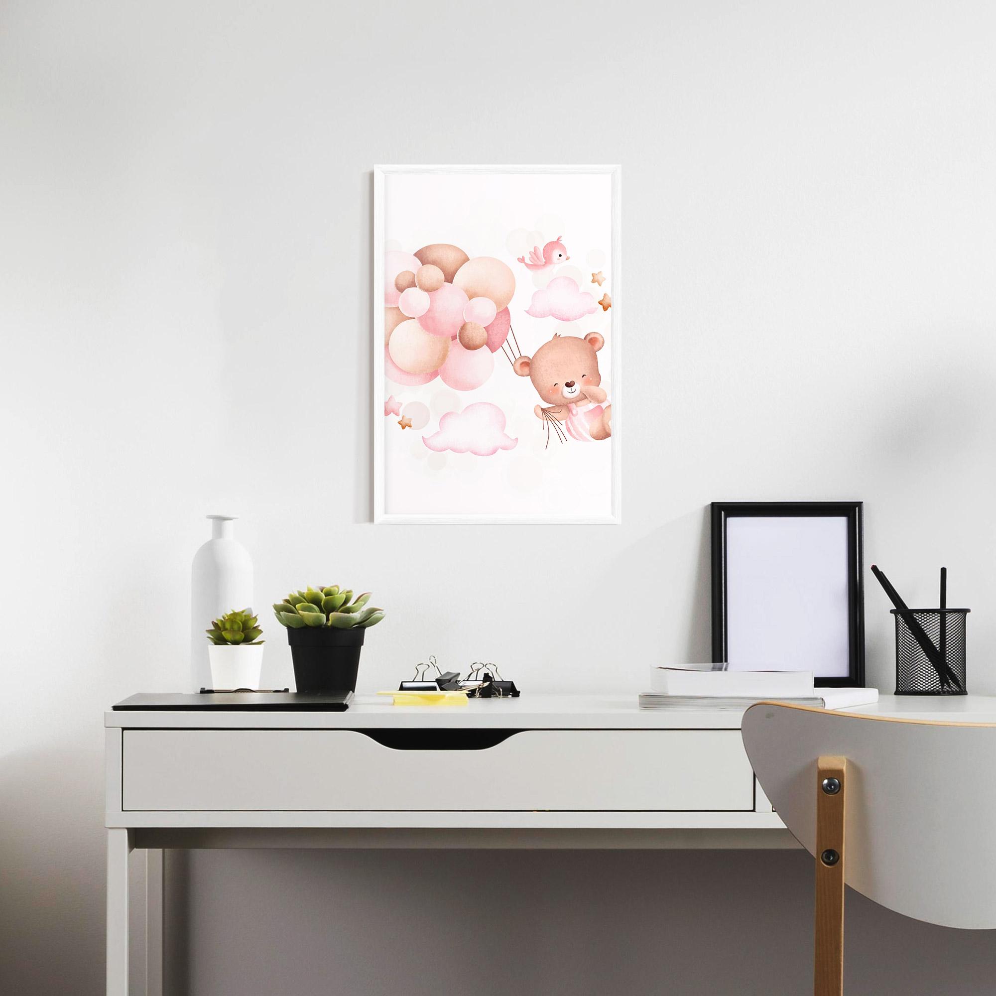 Gerahmte Poster Pink Bear Balloons mockup 7