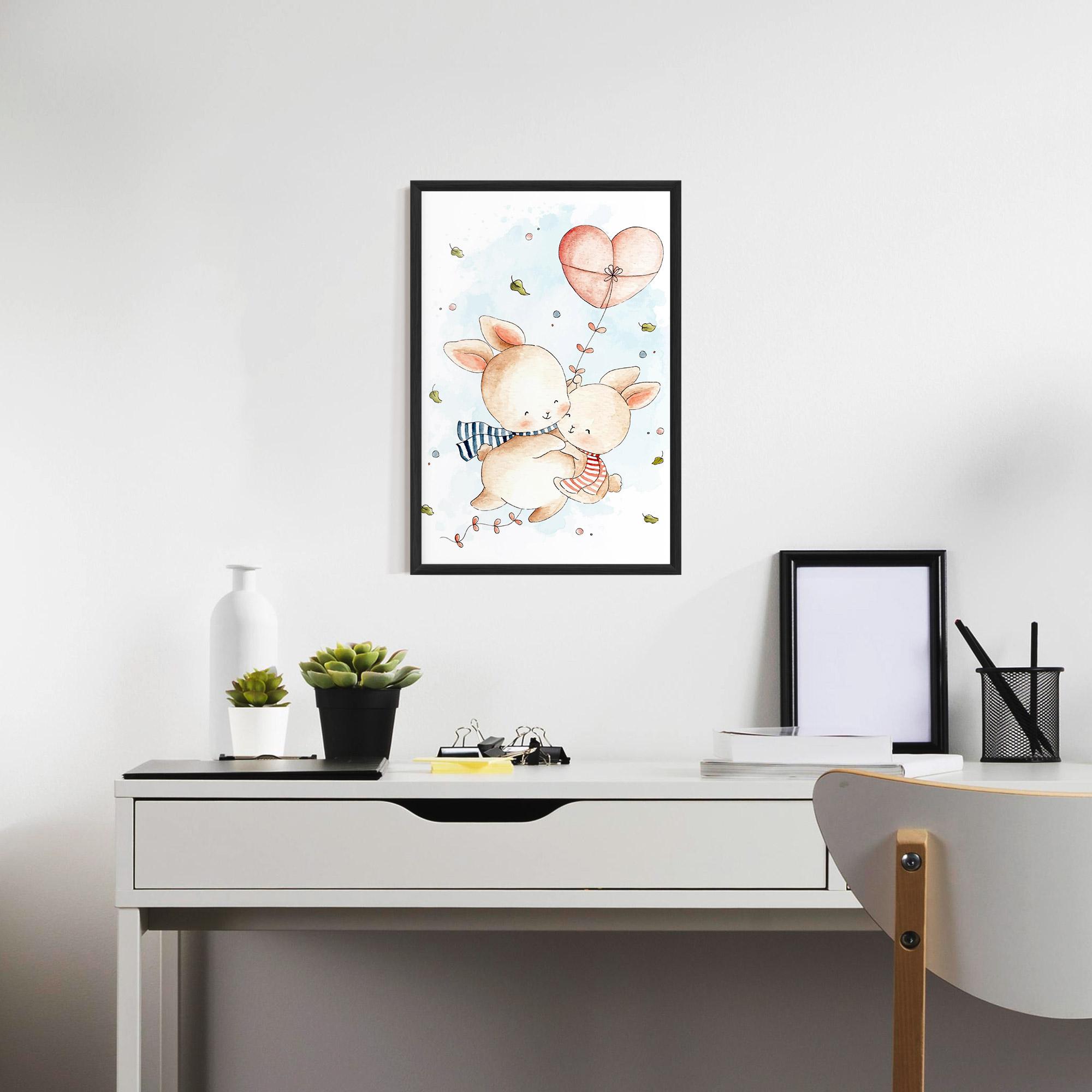 Gerahmte Poster Cute Couple Rabbit mockup 7