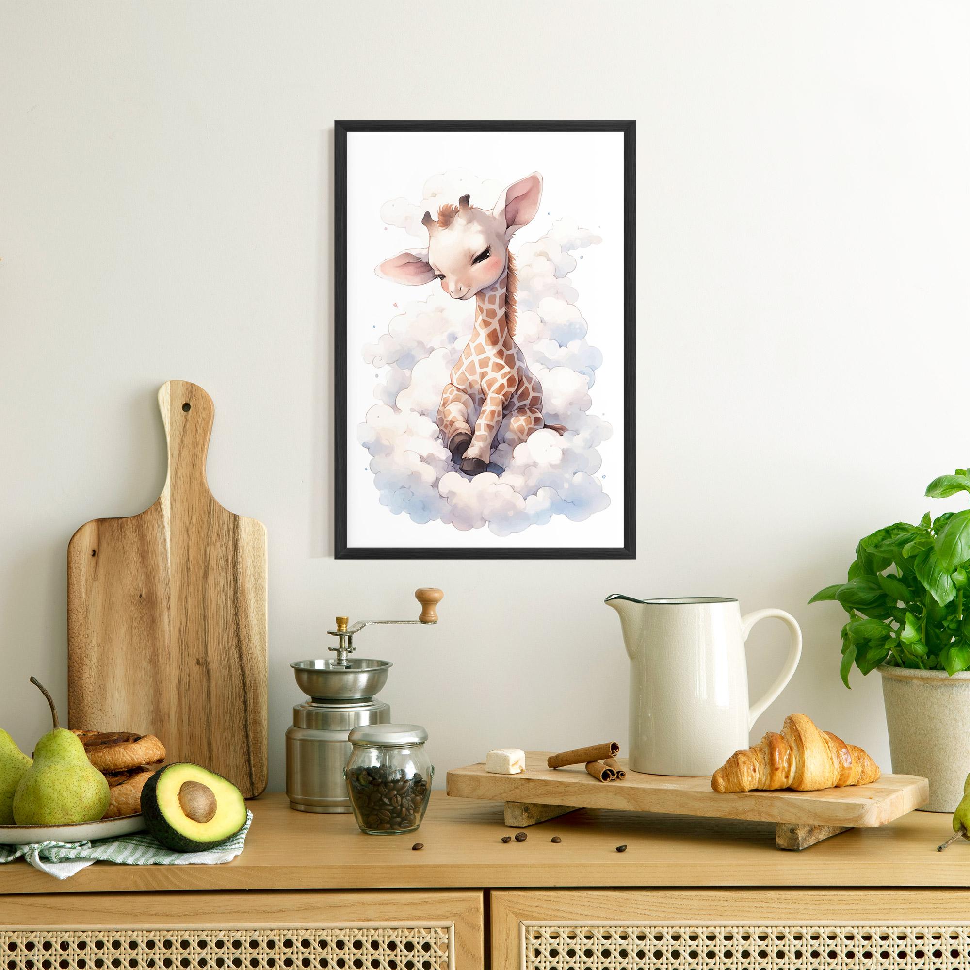 Gerahmte Poster Cute Baby Giraffe mockup 8