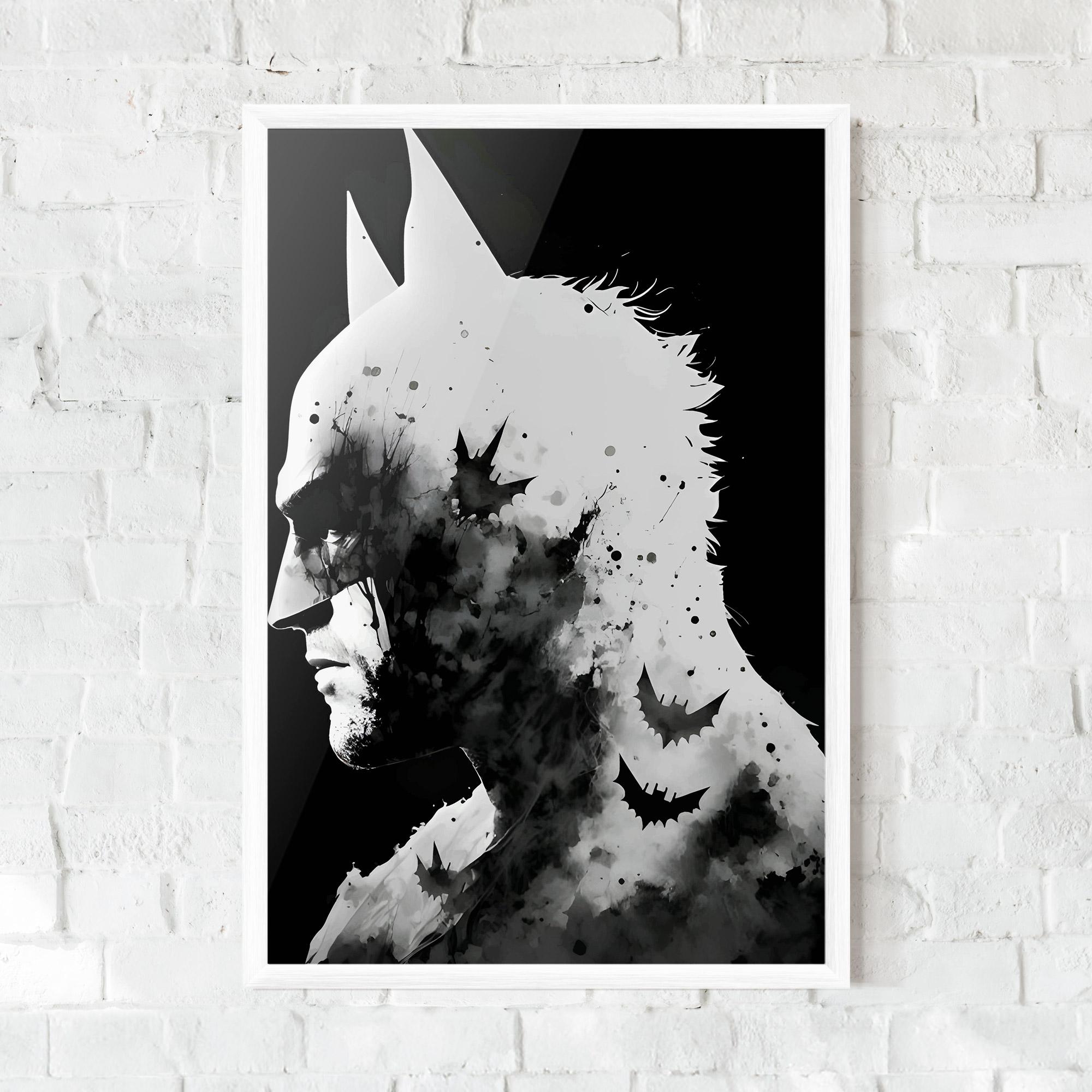 Gerahmte Poster Black White Batman mockup 0