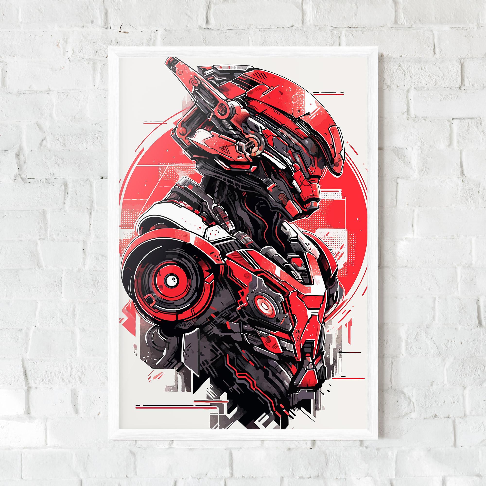 Gerahmte Poster Grey Red Robot mockup 0