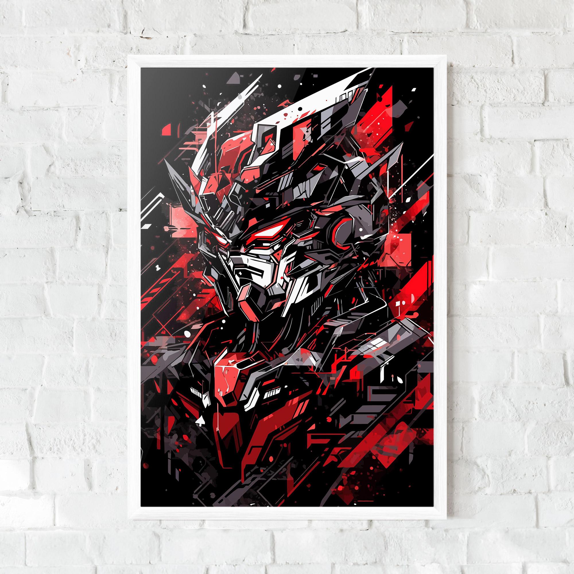 Gerahmte Poster Red Grey Robot mockup 0