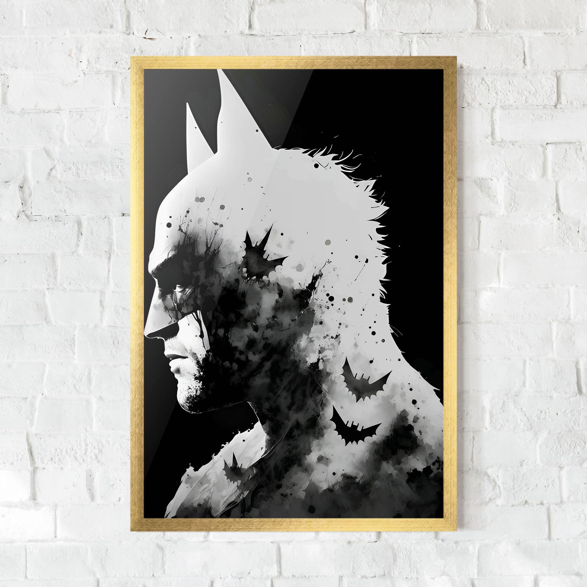 Gerahmte Poster Black White Batman mockup 0